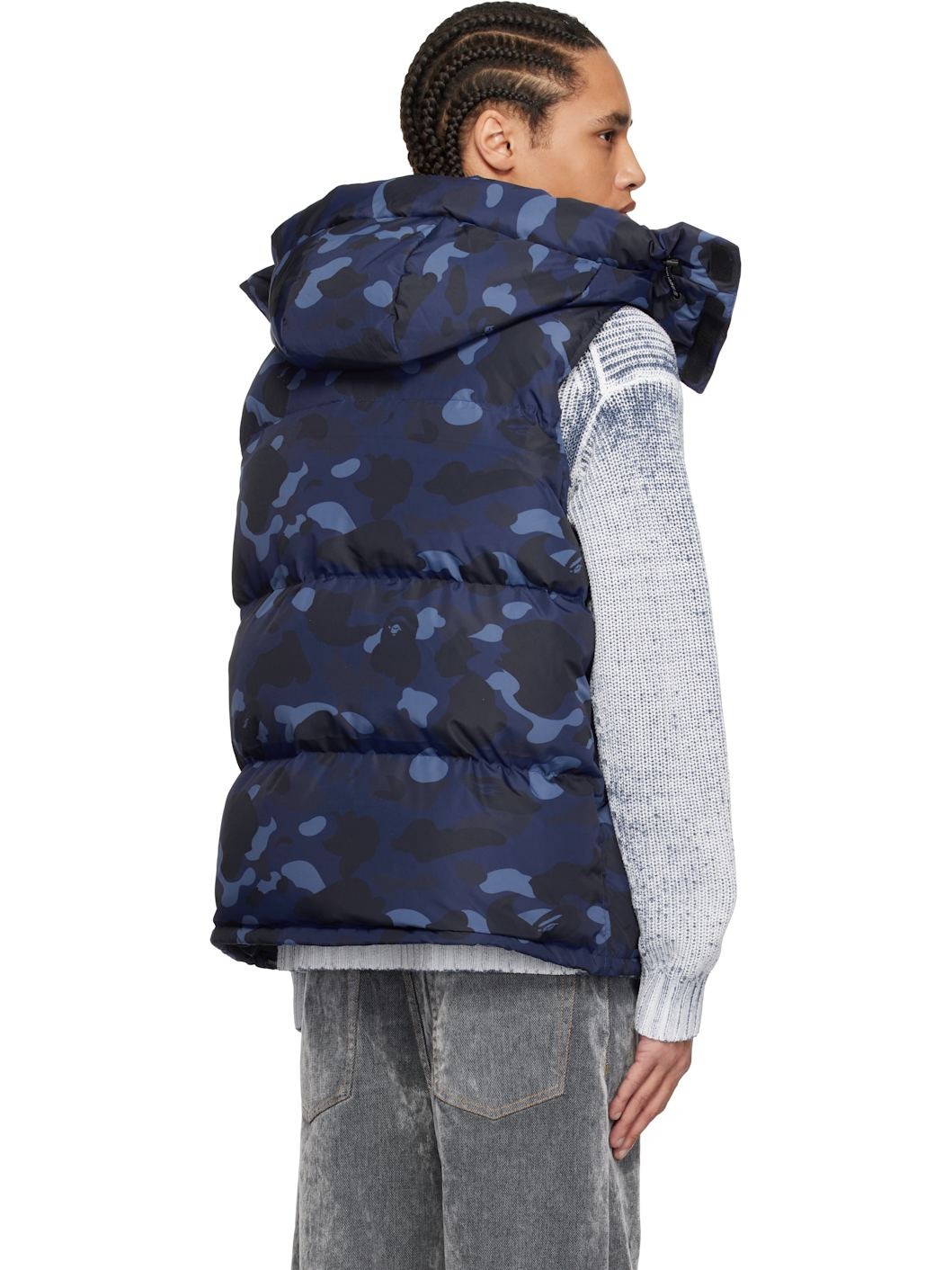Navy Color Camo Down Vest - 3