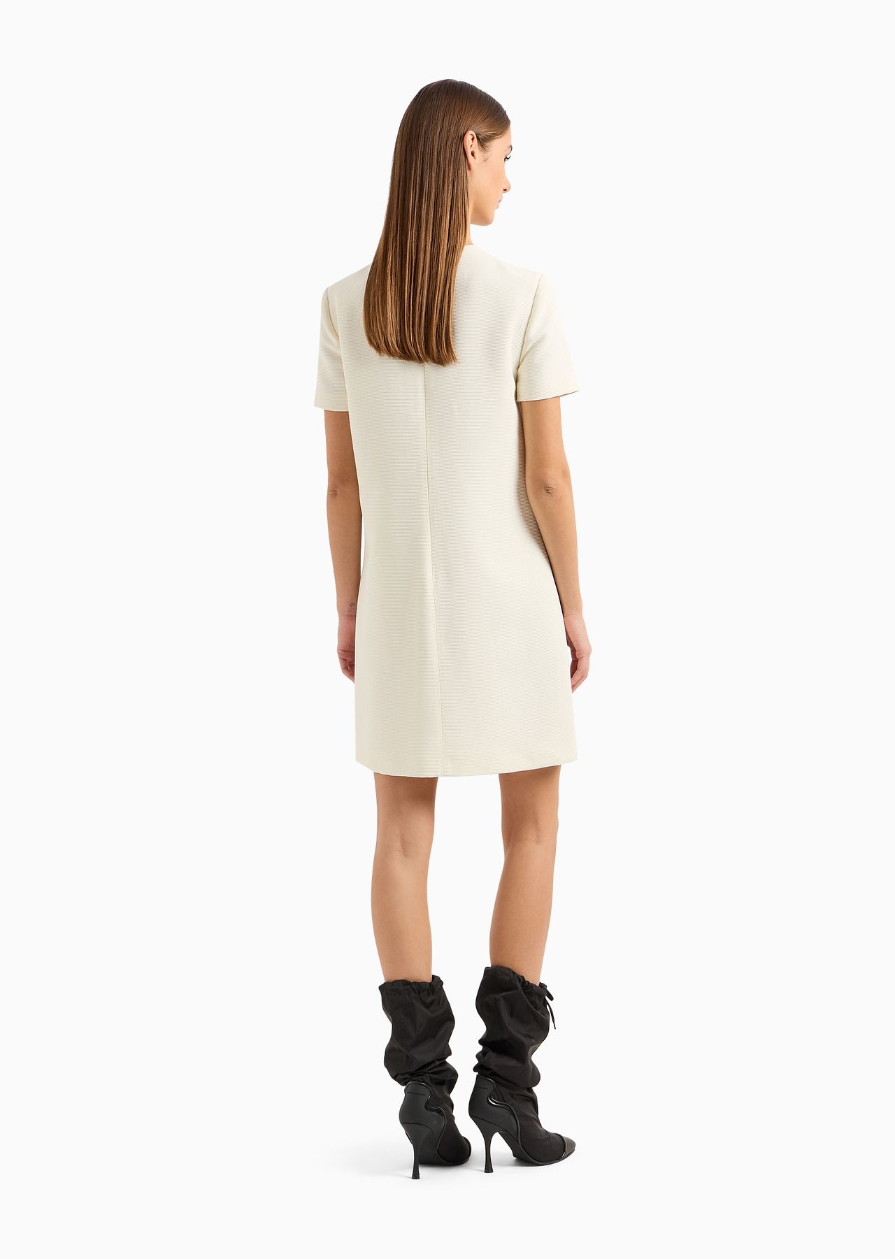 Short-sleeved tunic dress in technical faille - 3