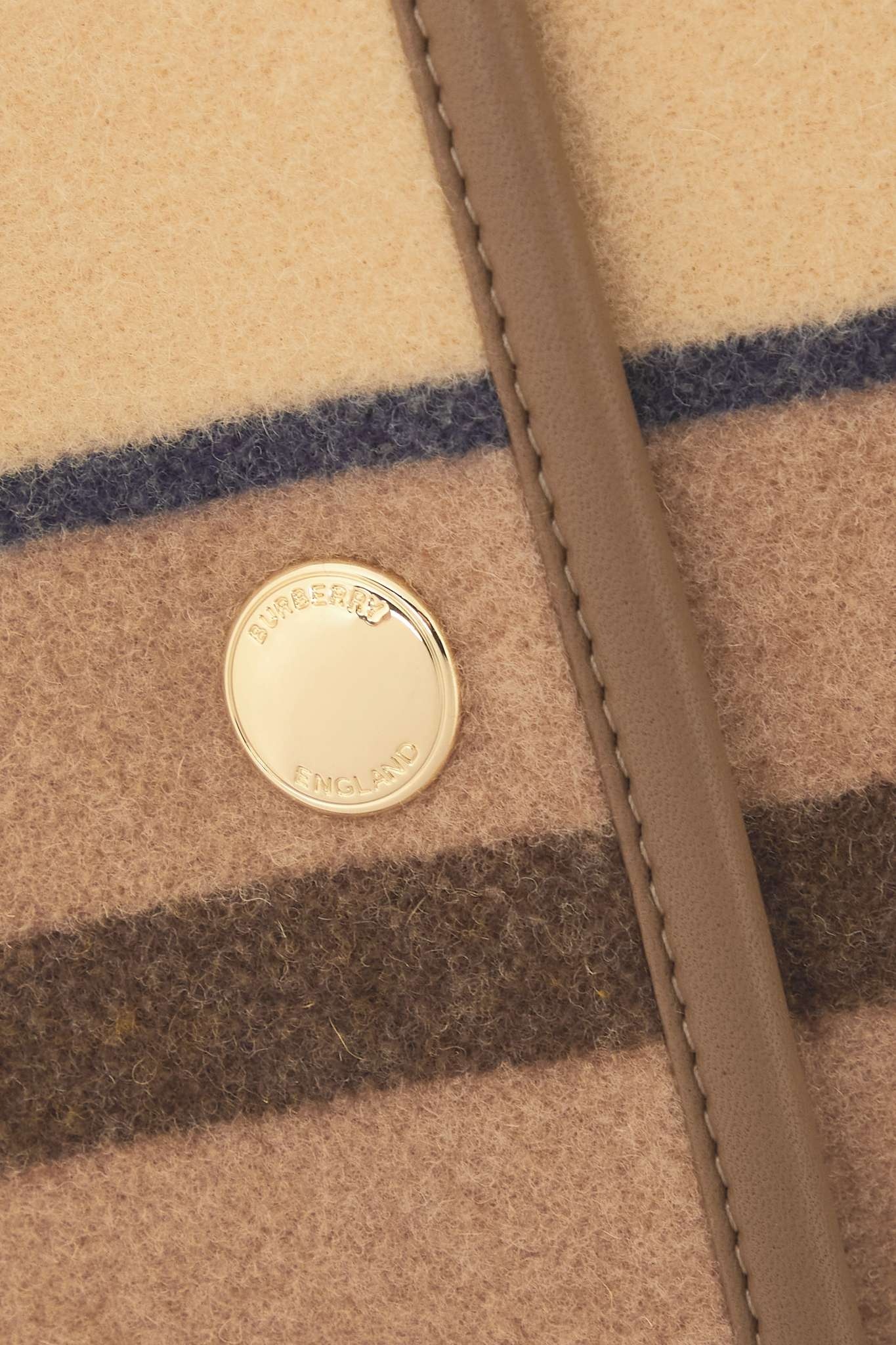 Leather-trimmed striped wool-felt jacket - 10