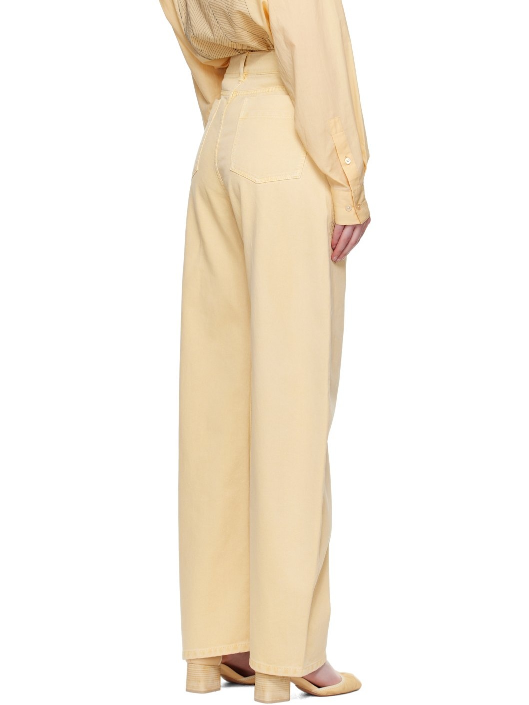 Yellow High Waisted Curved Jeans - 3