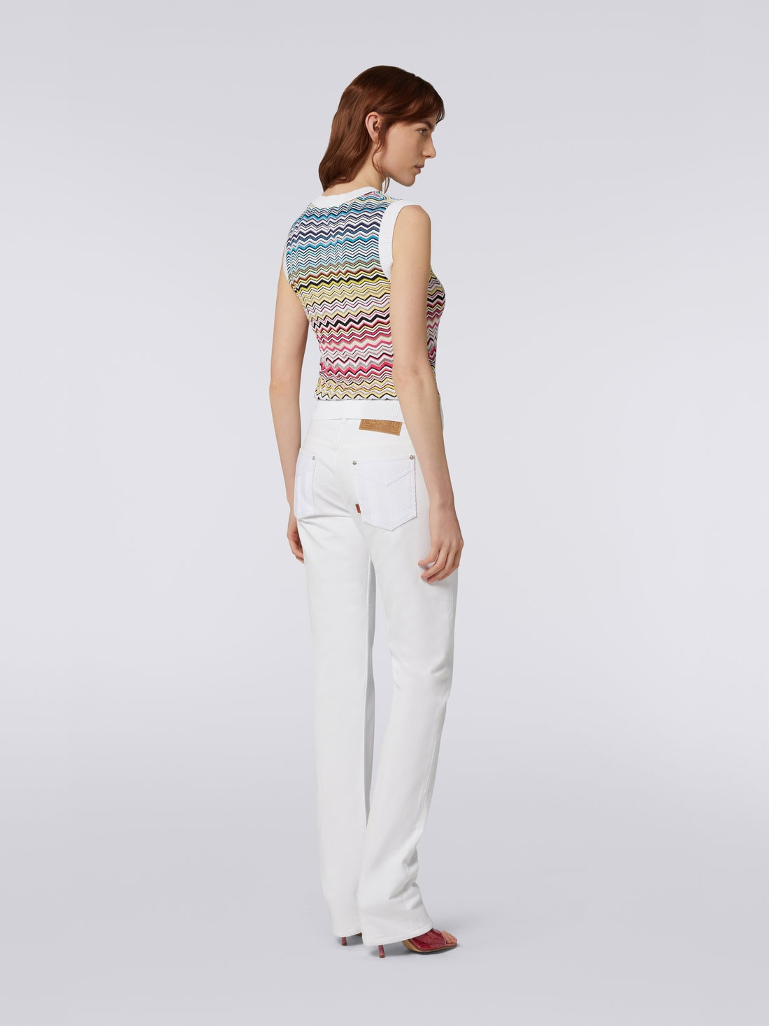 Sleeveless Cotton and viscose dégradé zigzag top - 4