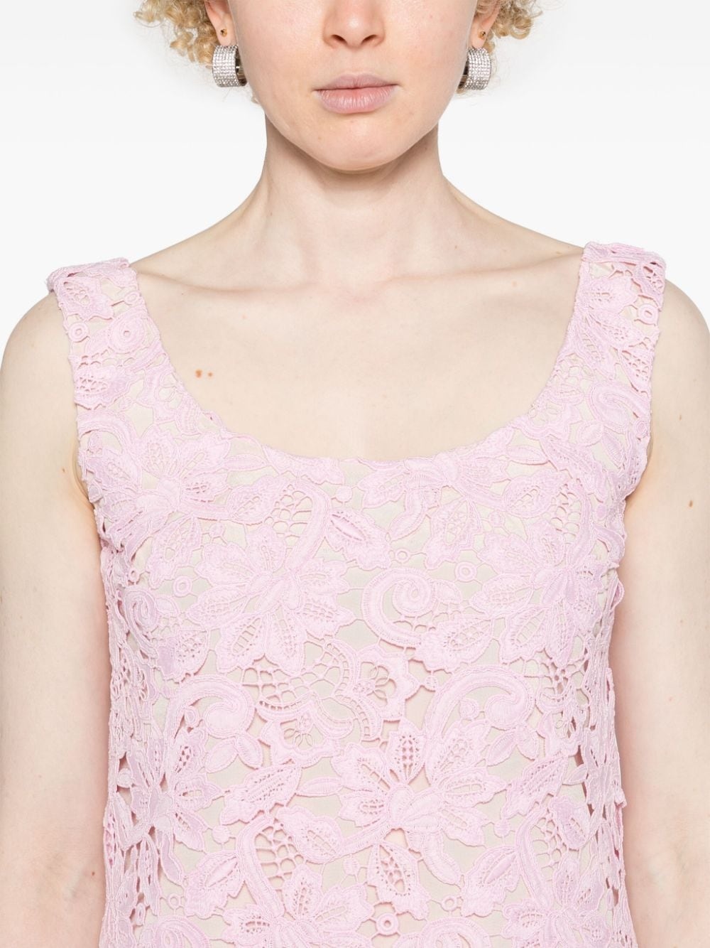 guipure-lace sleeveless minidress - 5