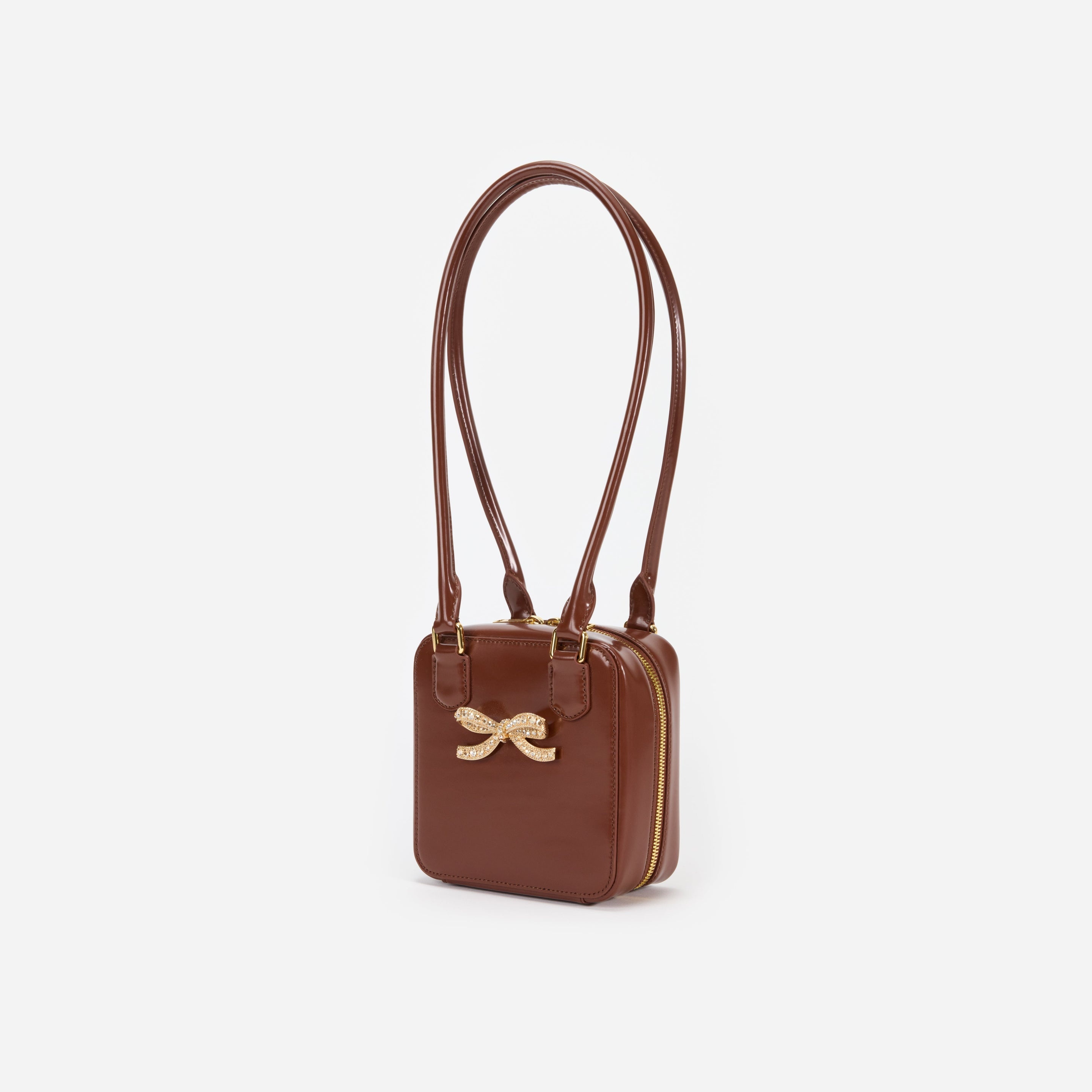 Brown Leather Square Shoulder Bag - 2
