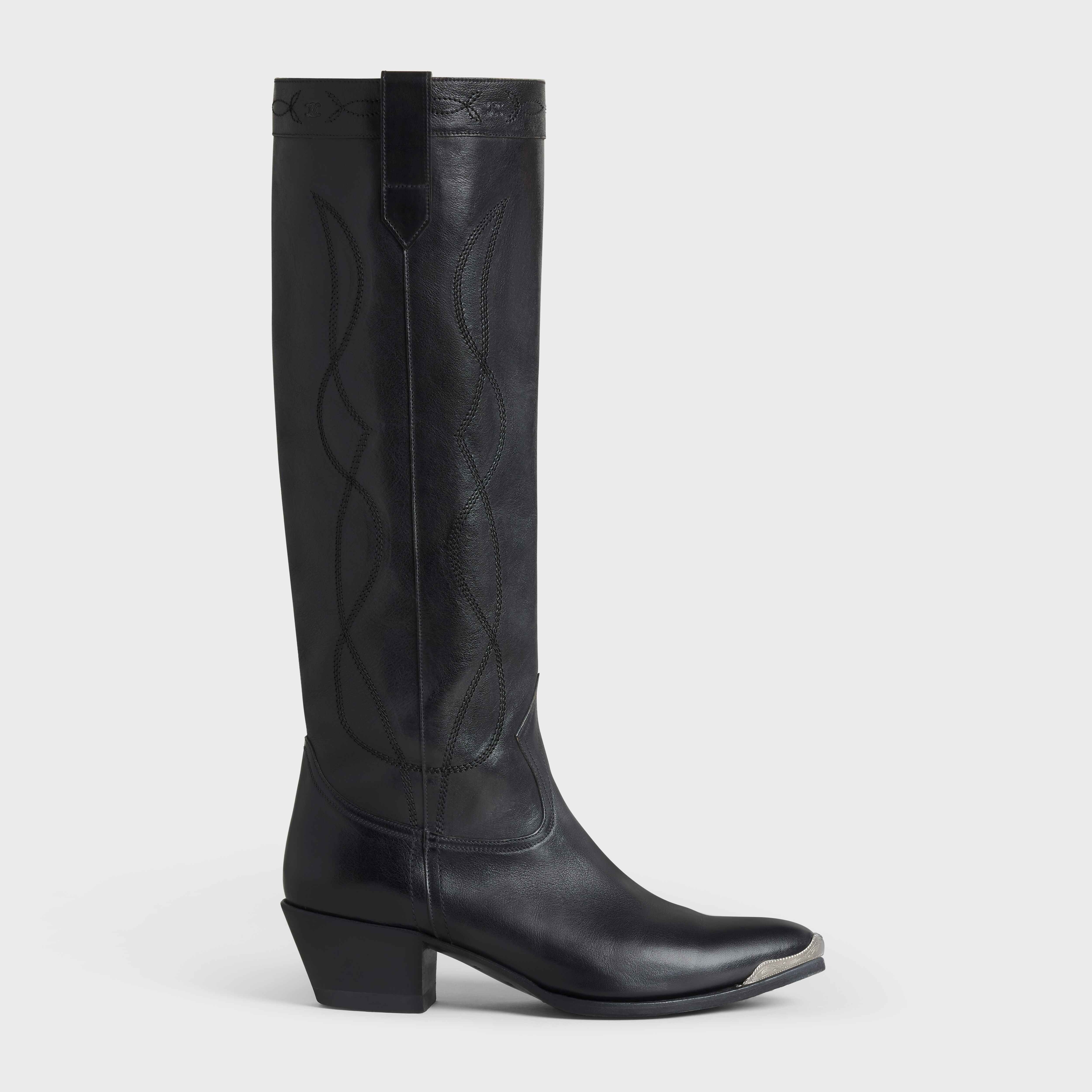 Western boots high boot with metal toe in Calfskin - 1