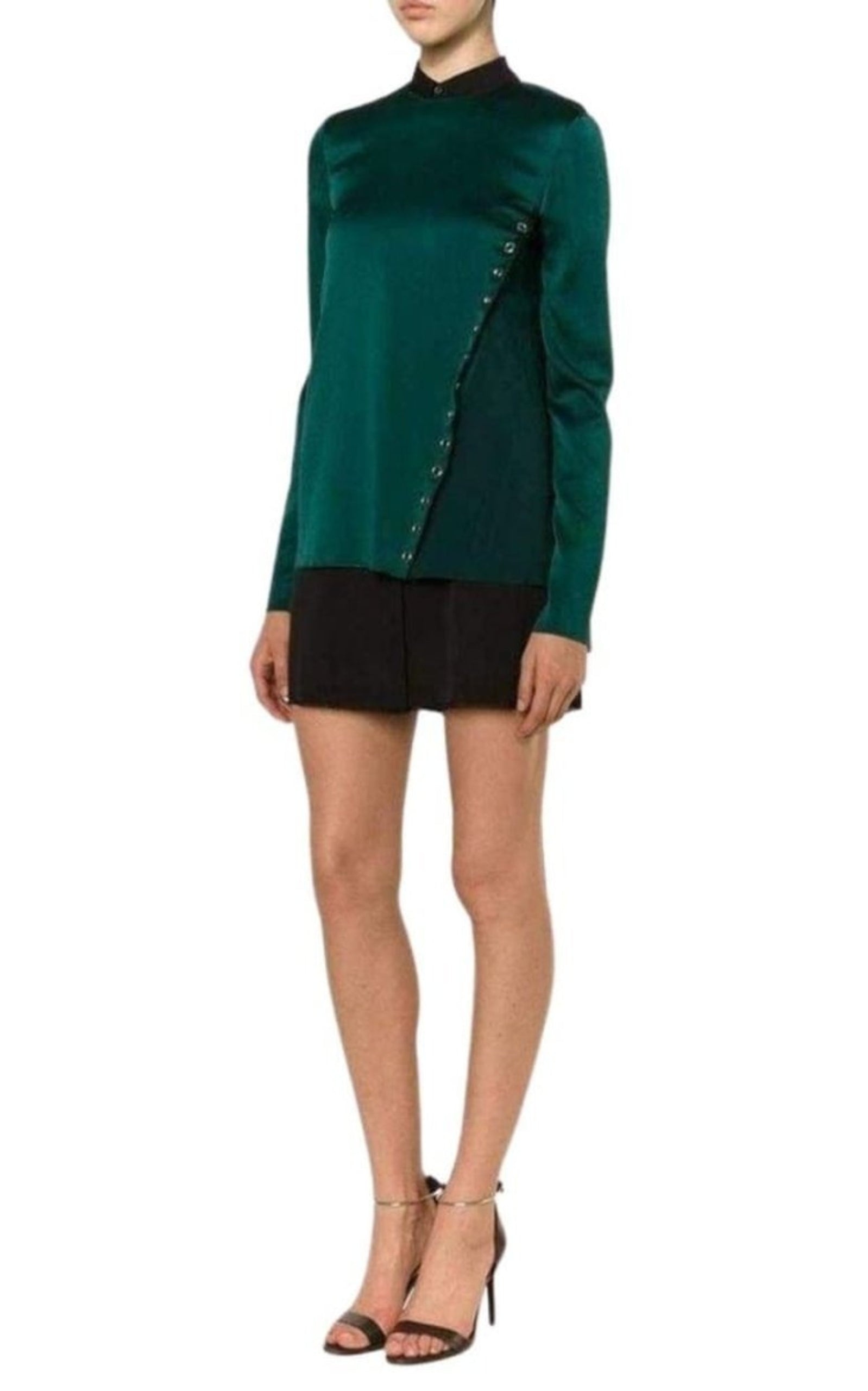 Forest Green Eyelet Detail Blouse - 2