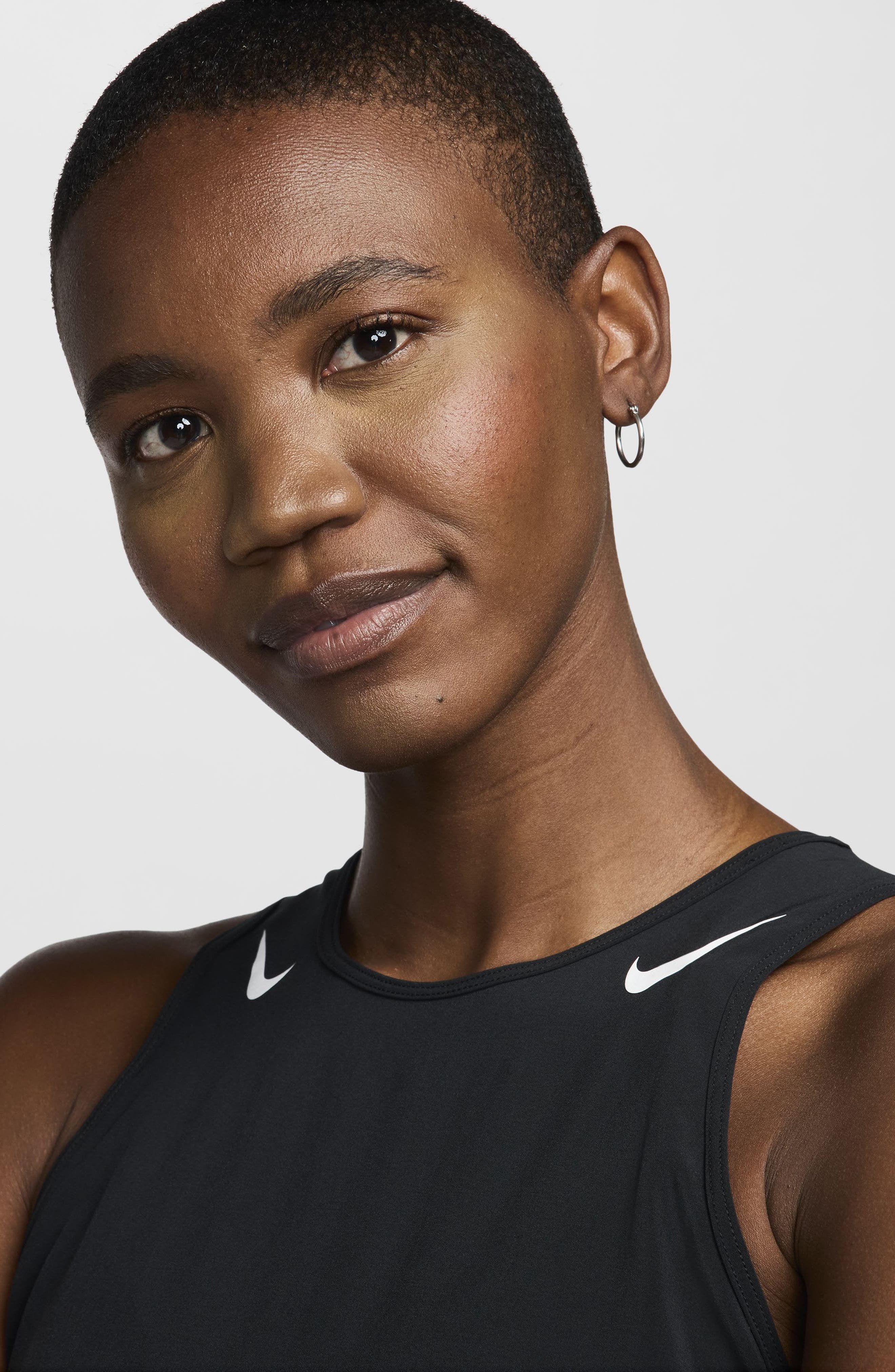 Nike AeroSwift Dri-FIT ADV Crop Running Tank Top in 010 Black/white at Nordstrom - 4