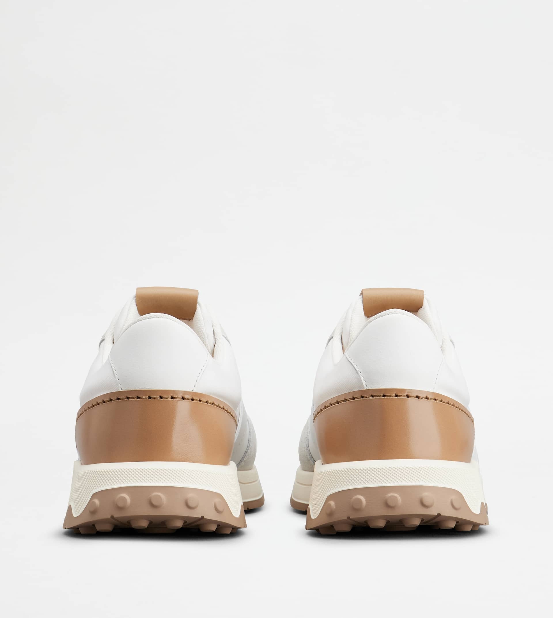 SNEAKERS IN LEATHER AND TECHNICAL FABRIC - WHITE - 3