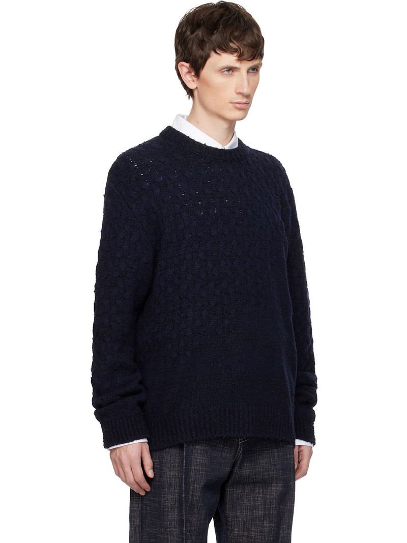 Navy Wool Blend Cable Sweater 2
