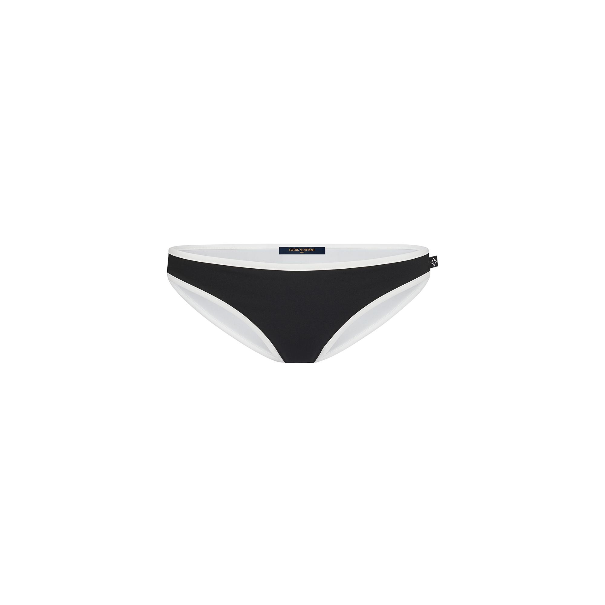 Black Low-Rise Bikini Bottoms With White Trim - 1