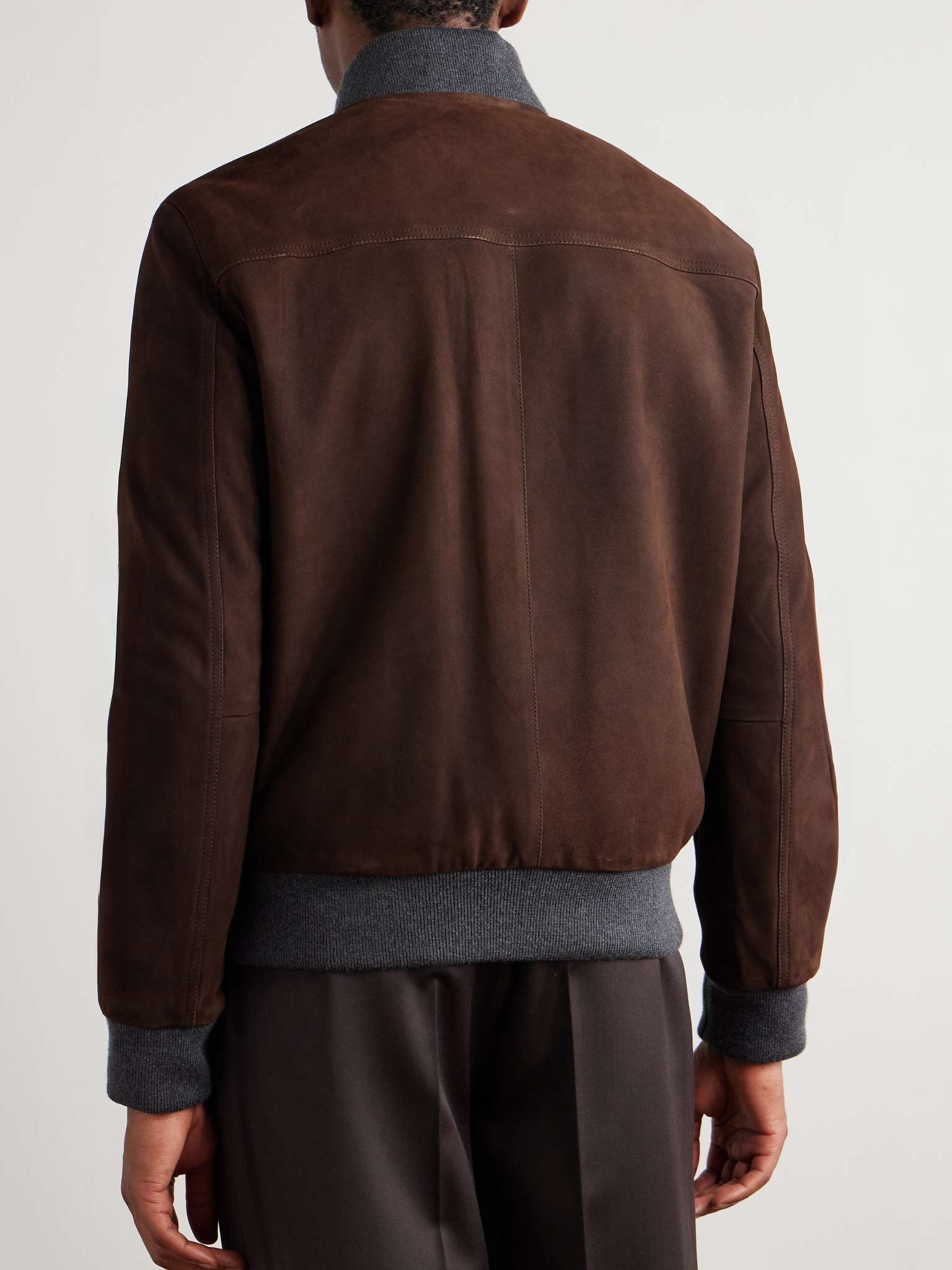 Wool-Trimmed Suede Bomber Jacket - 4