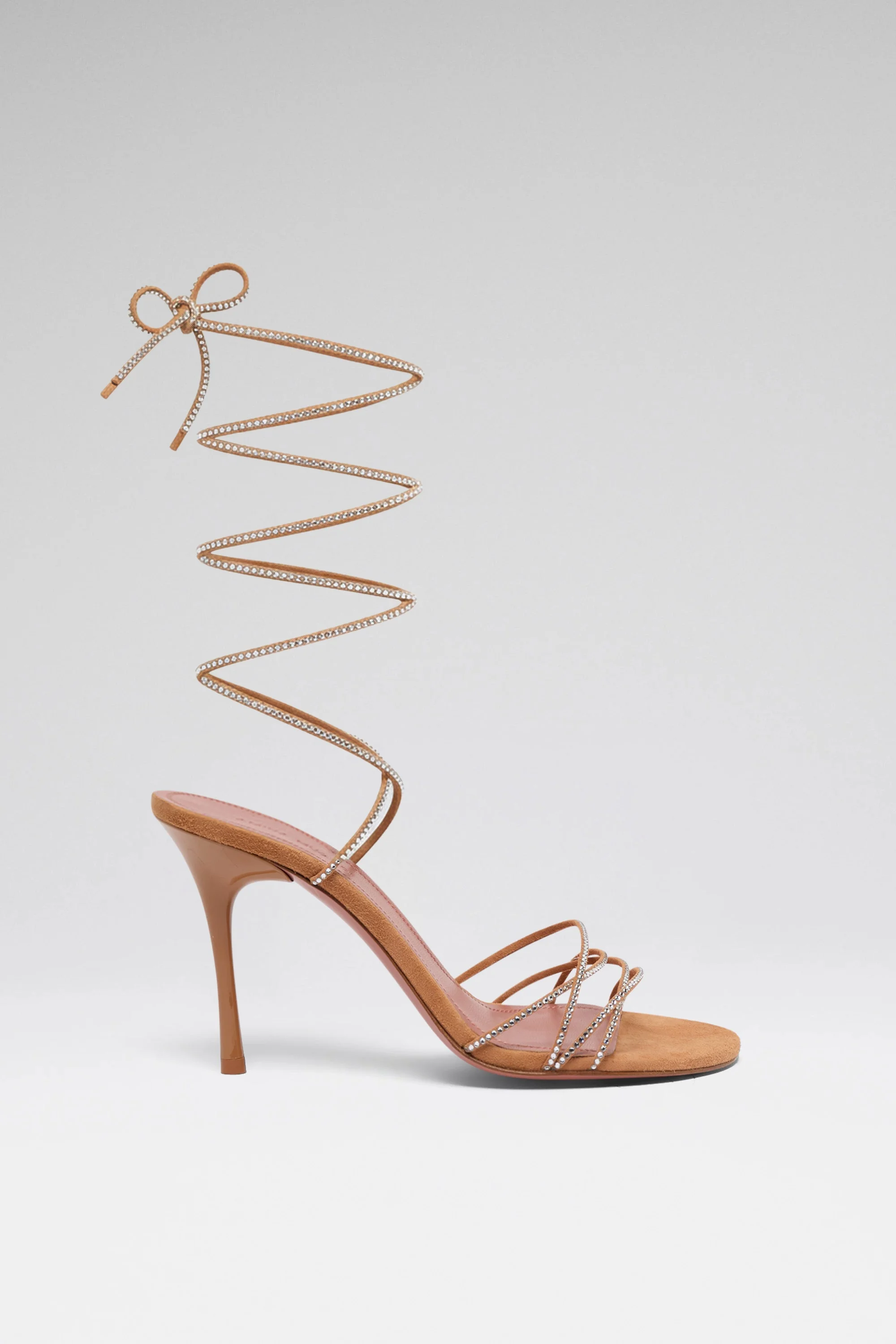 LORI CRYSTAL LACE UP SANDAL 95 LATTE SUEDE AND WHITE CRYSTALS - 1
