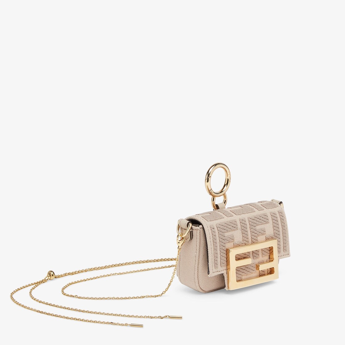 Beige canvas charm with FF embroidery - 2