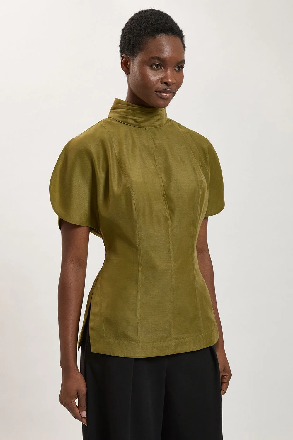 Organza High Neck Sleeveless Top - 1