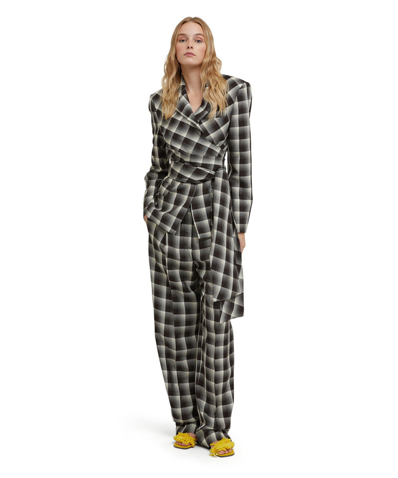 Check viscose crepe pleated pants 5