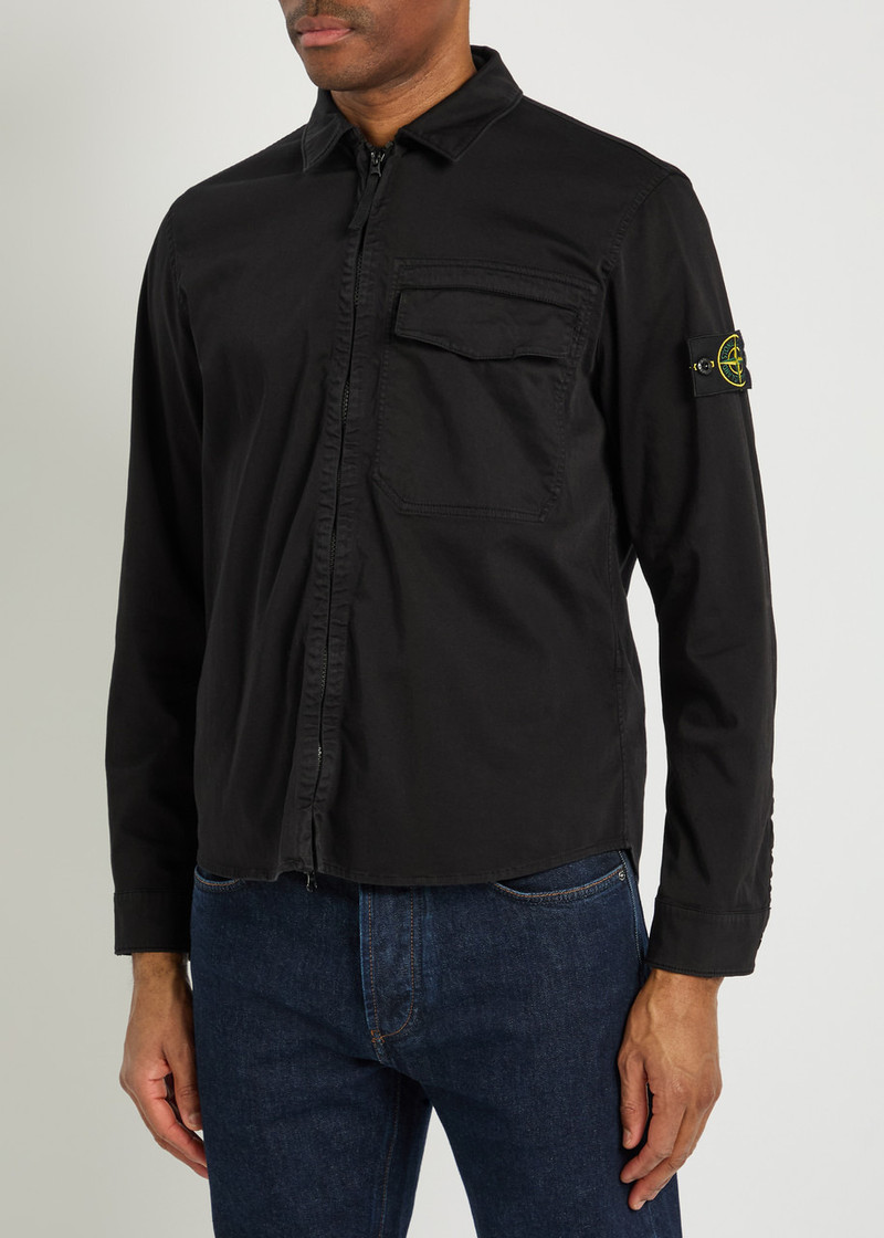 Stone Island Stone Island Classic Logo Stretch-cotton Overshirt outlook