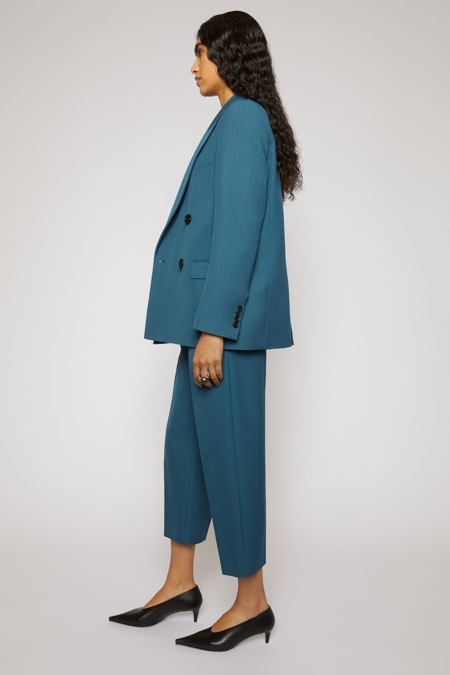 Double-breasted suit jacket teal blue - 3