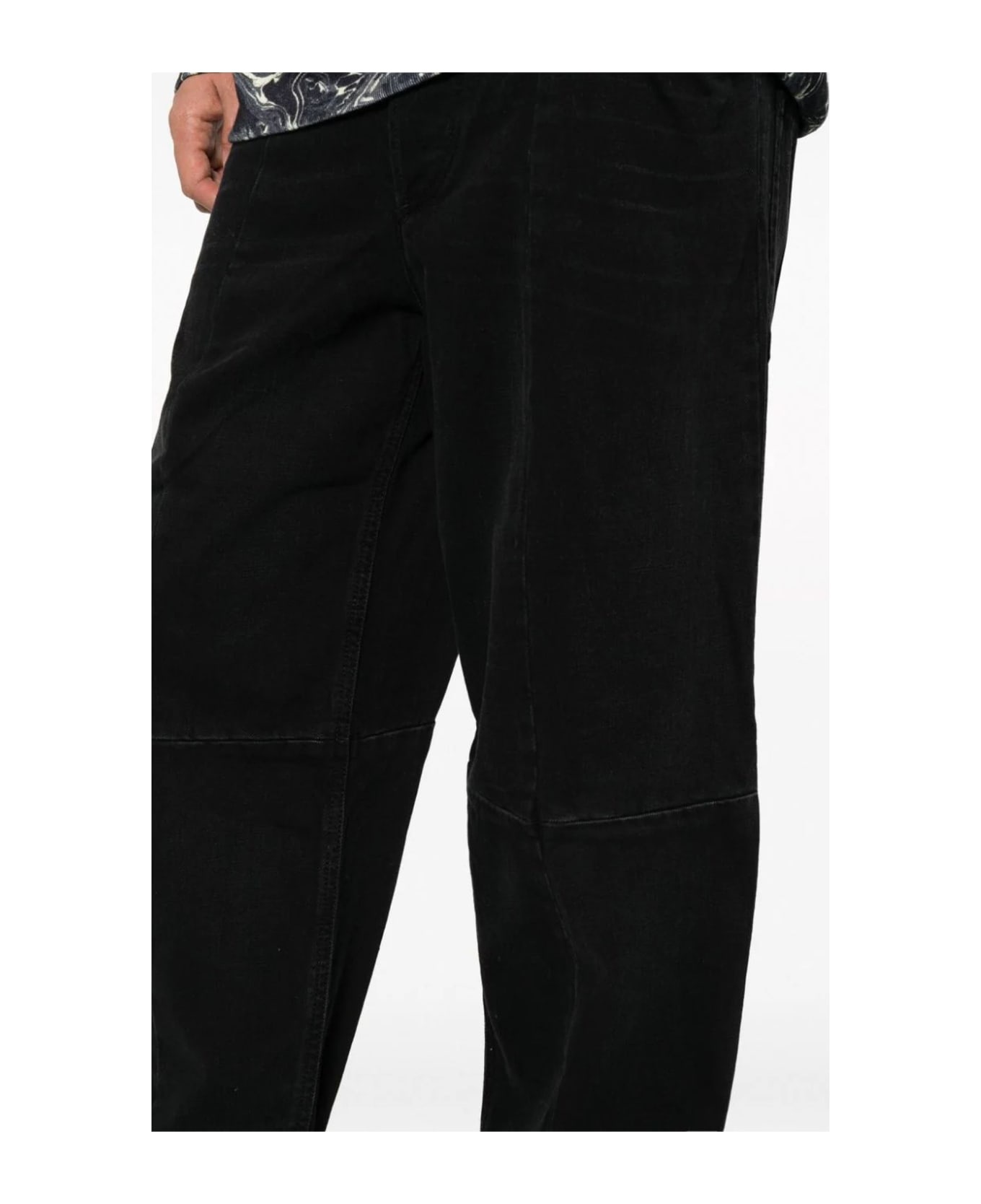 Black Cotton Blend Trousers - 3