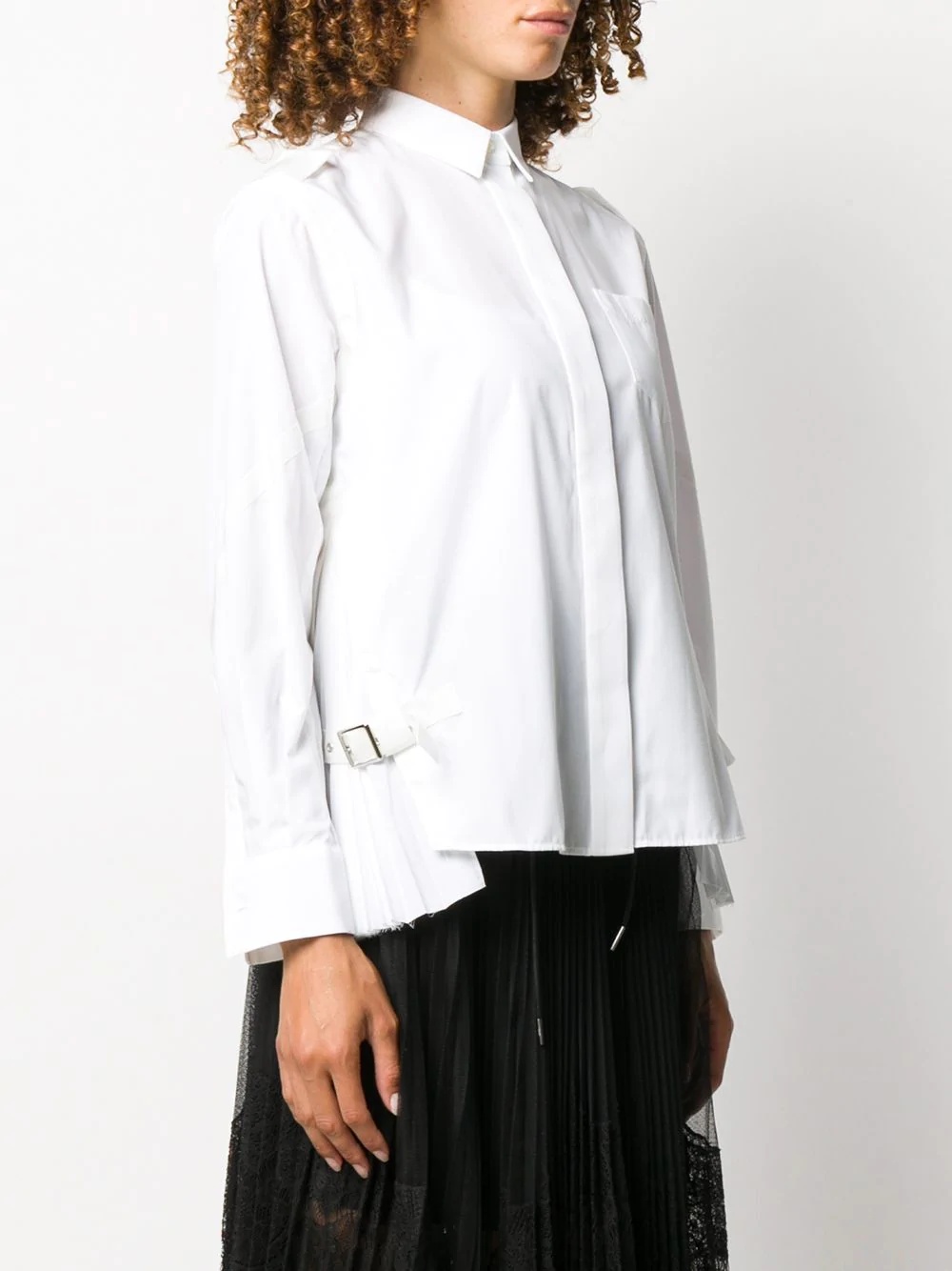 side-pleat long sleeve shirt - 3