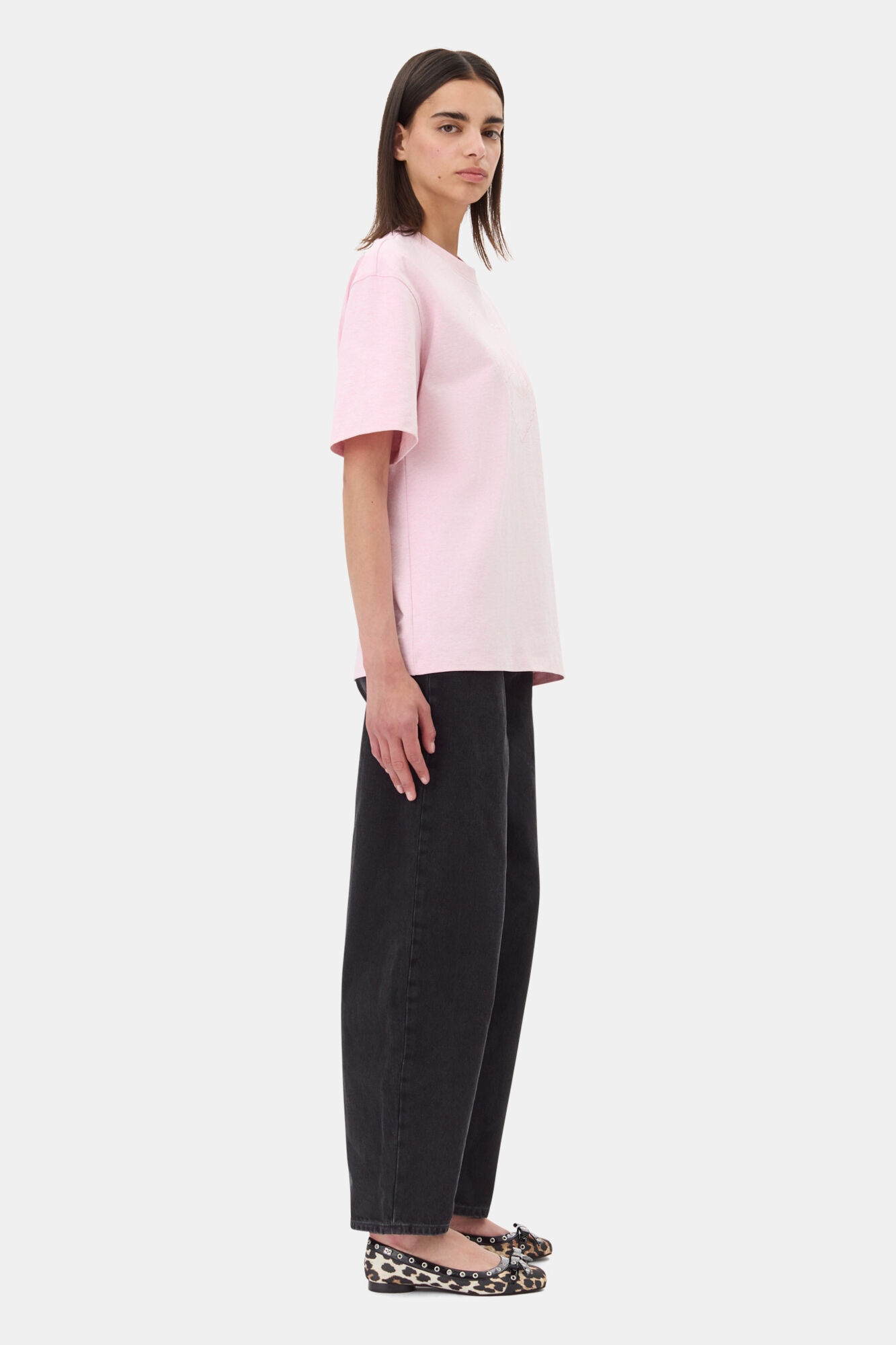 PINK HEAVY COTTON DROP SHOULDER HEART T-SHIRT - 4