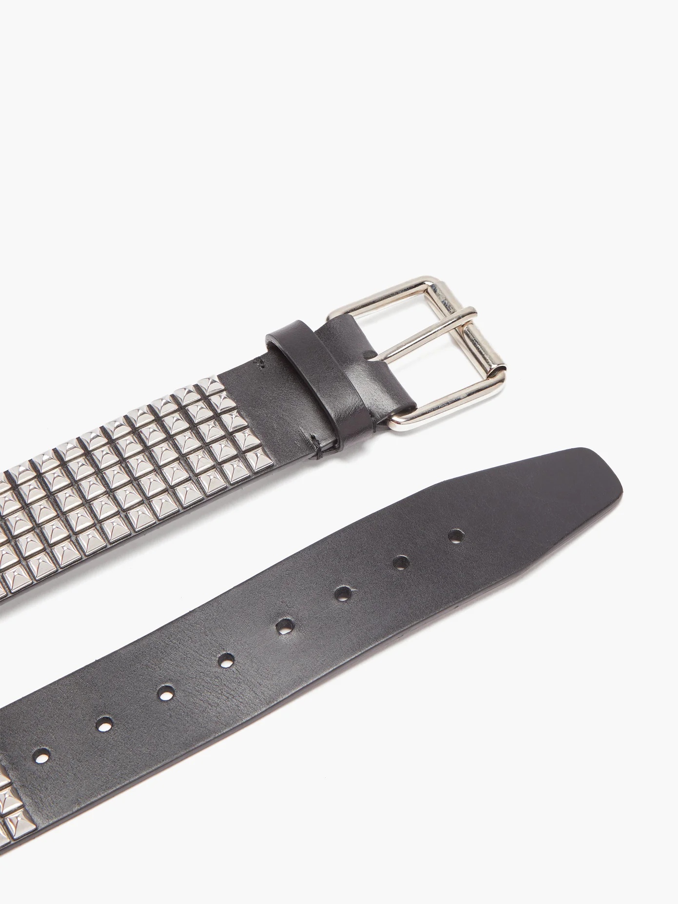 Studded-logo leather belt - 5