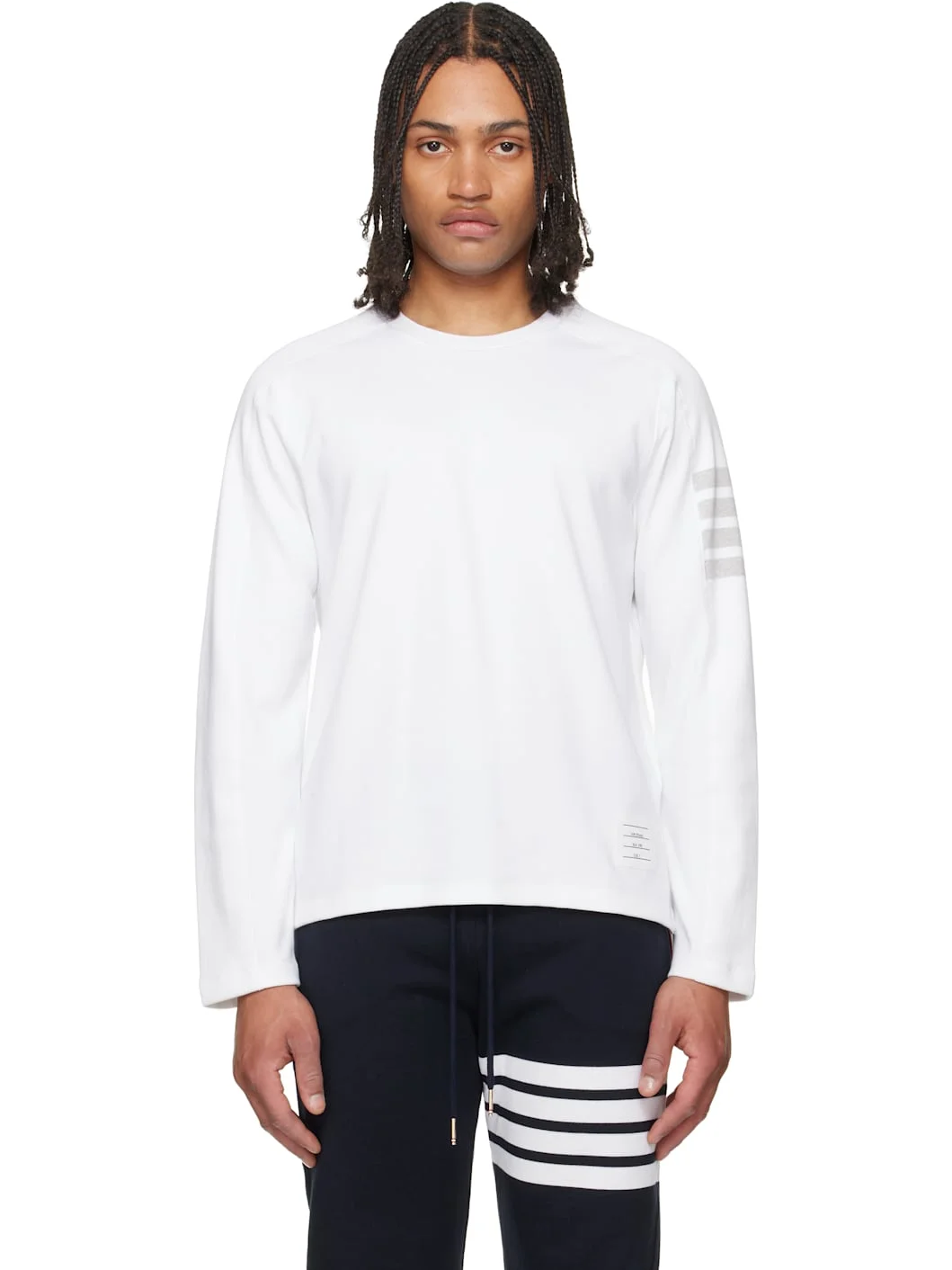 White Milano Cotton 4-Bar T-shirt - 1
