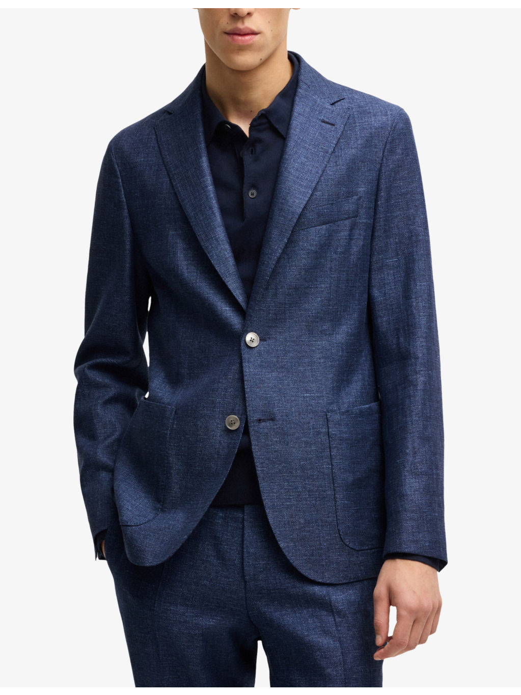 Notched-Lapel Single-Breasted Slim-Fit Woven Blazer - 3