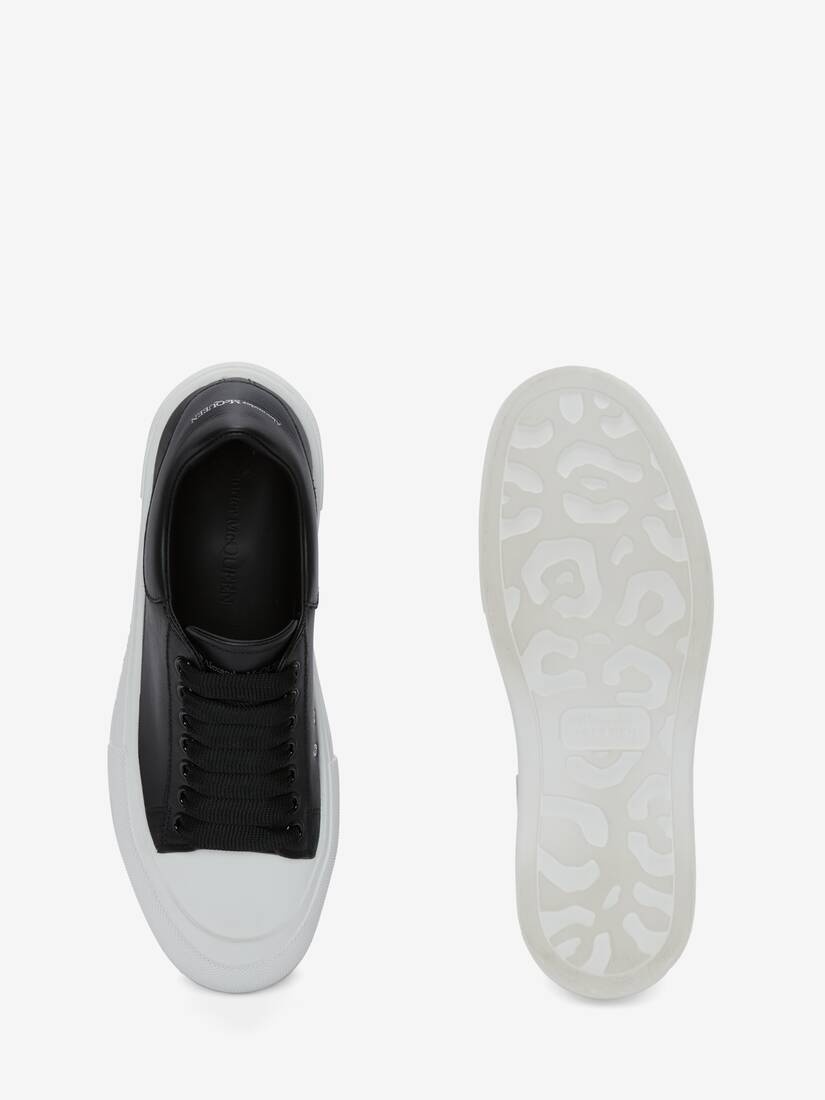 Deck Lace Up Plimsoll in Black - 4