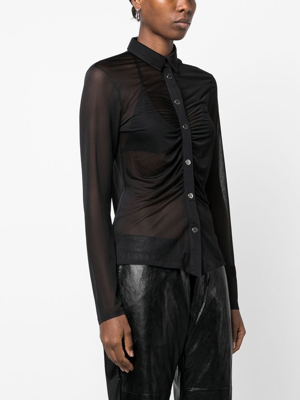 Georgette ruched long-sleeve shirt - 3