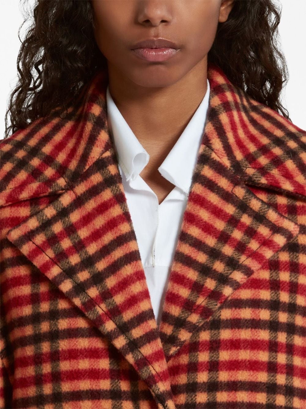 checked virgin wool coat - 5
