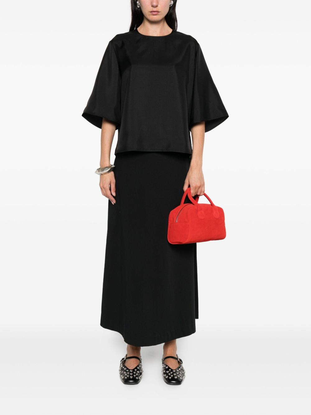 short-sleeve silk top - 2