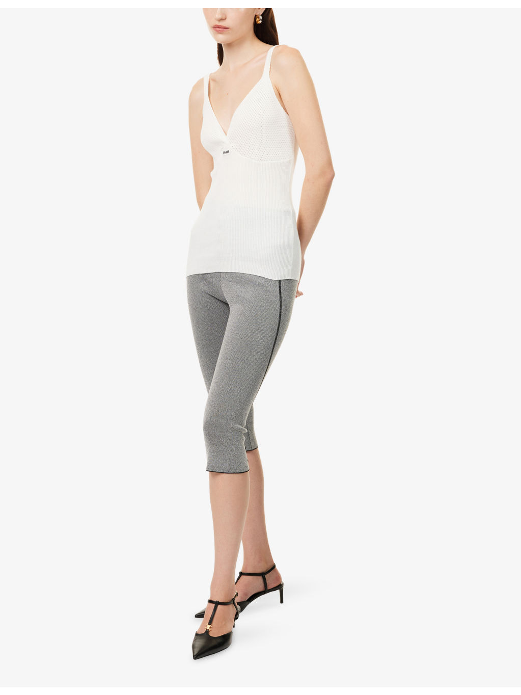 Ribbed Shoulder-Straps Cotton Top - 2