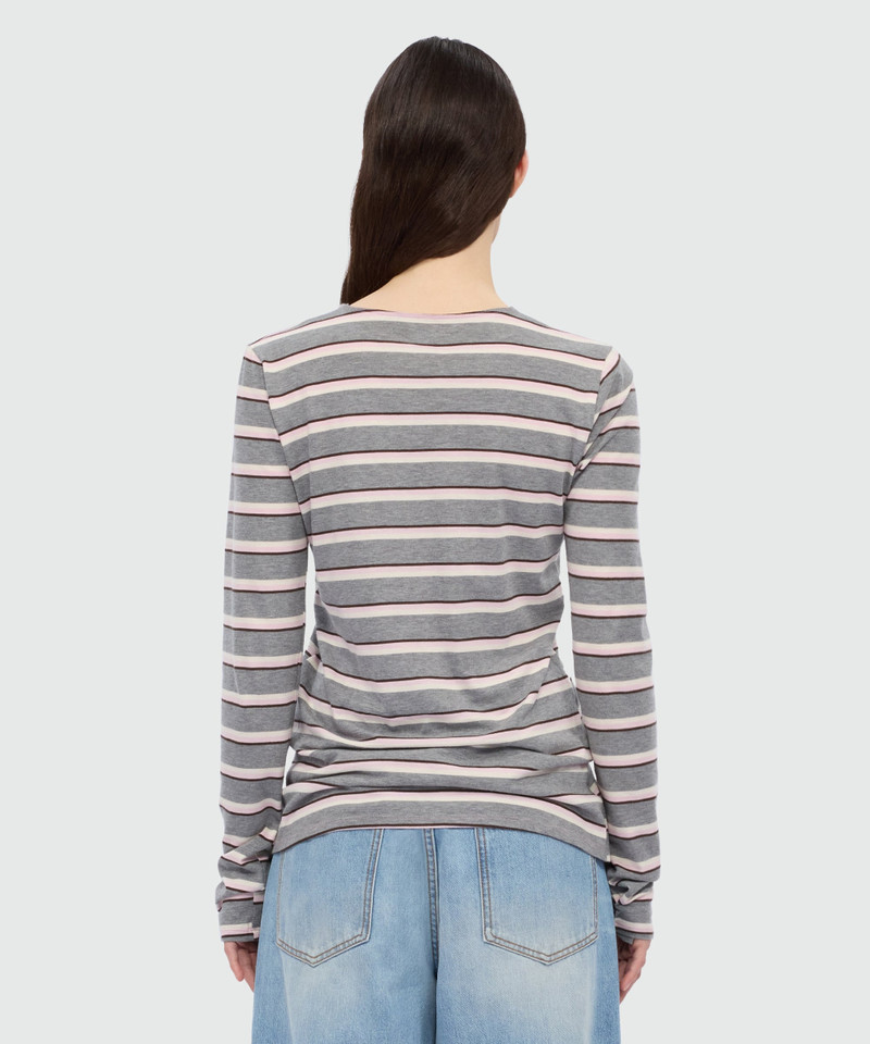 Grey horizontal striped jersey T-shirt. 3