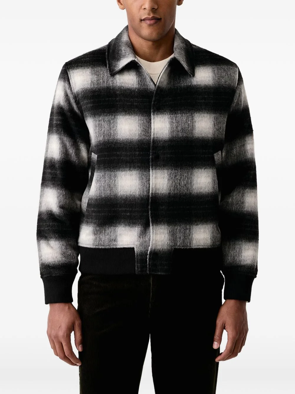 check-pattern bomber jacket - 1
