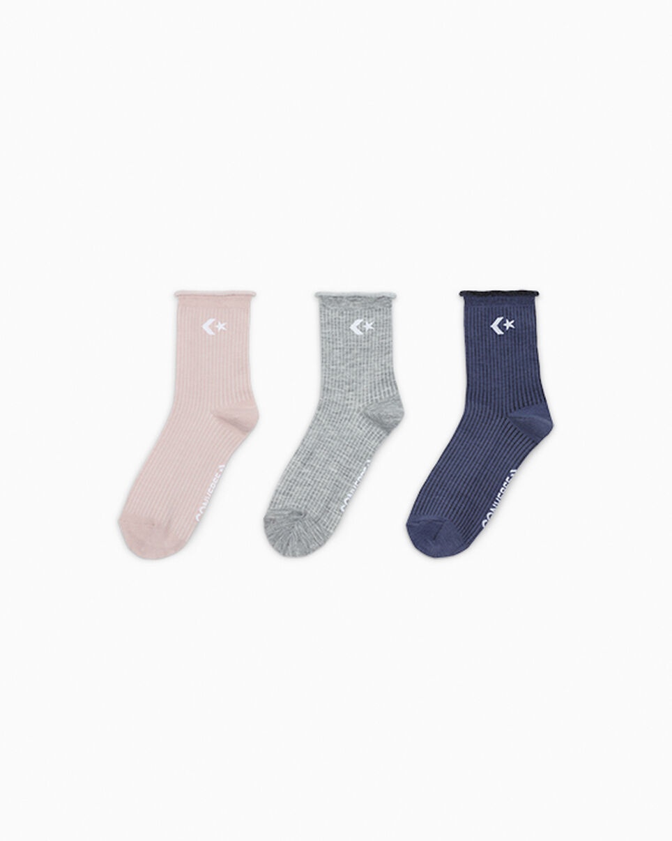 3-Pack Ribbed Roll Cuff Socks - 1