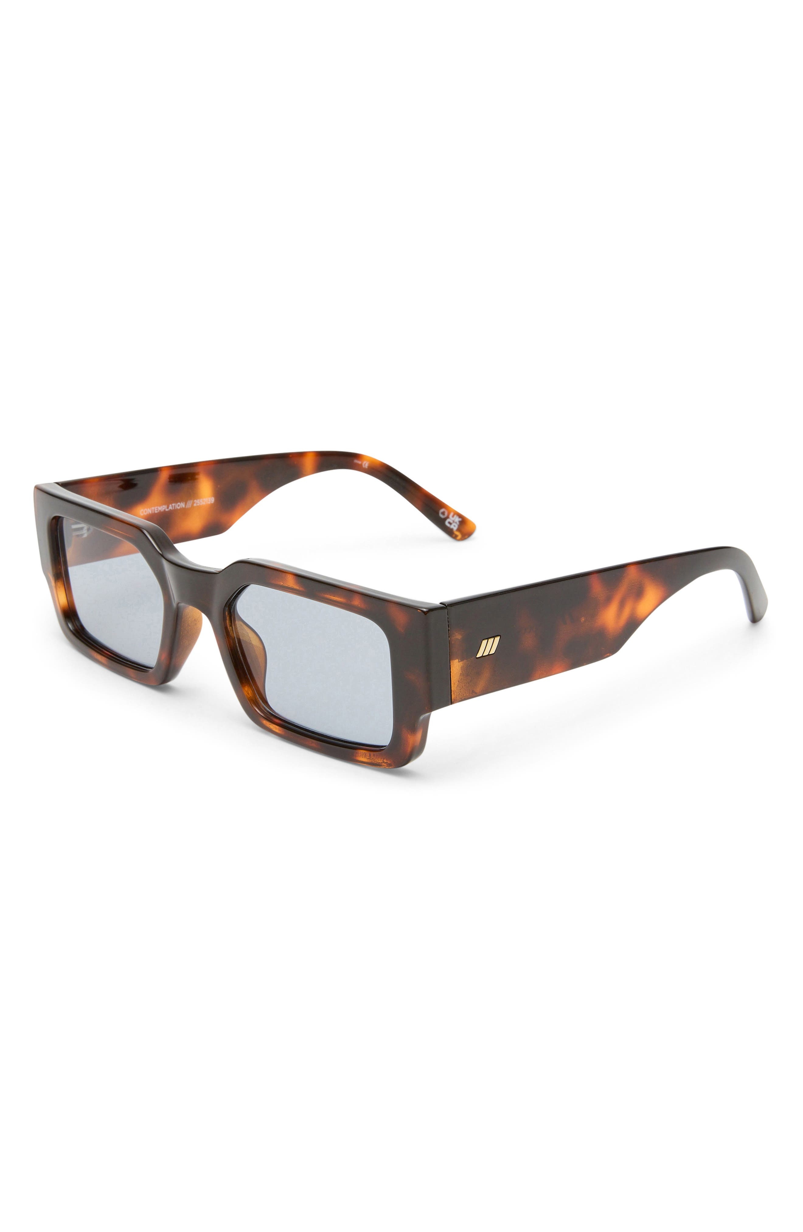 Le Specs Contemplation 54mm Rectangular Sunglasses in Super Dark Tort/Smoke Tint at Nordstrom - 2