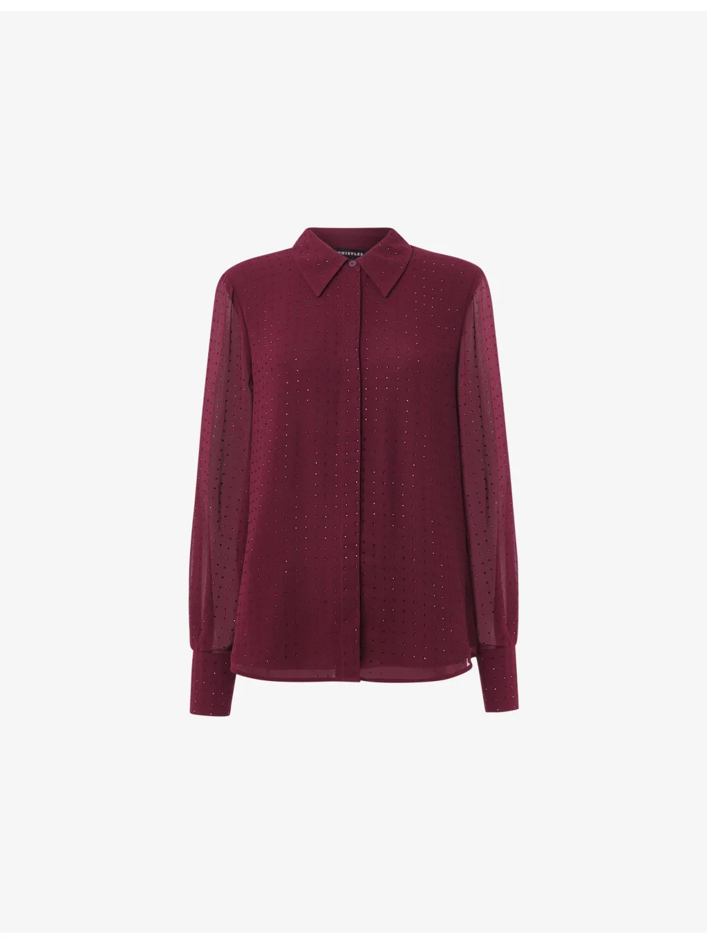 Hot Fix Diamante-Embellished Woven Blouse - 1