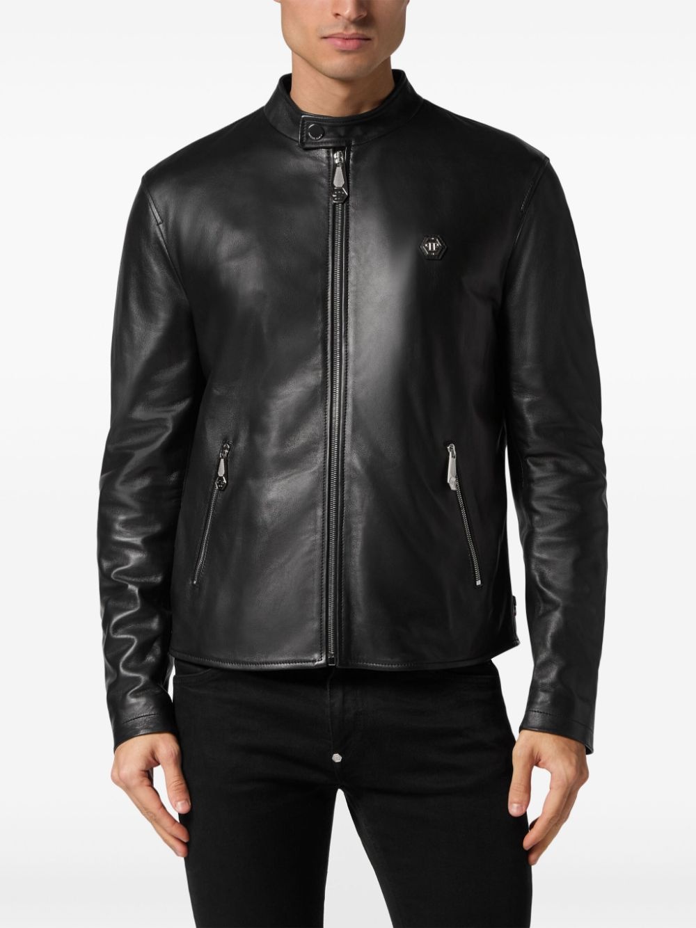 leather moto jacket - 3