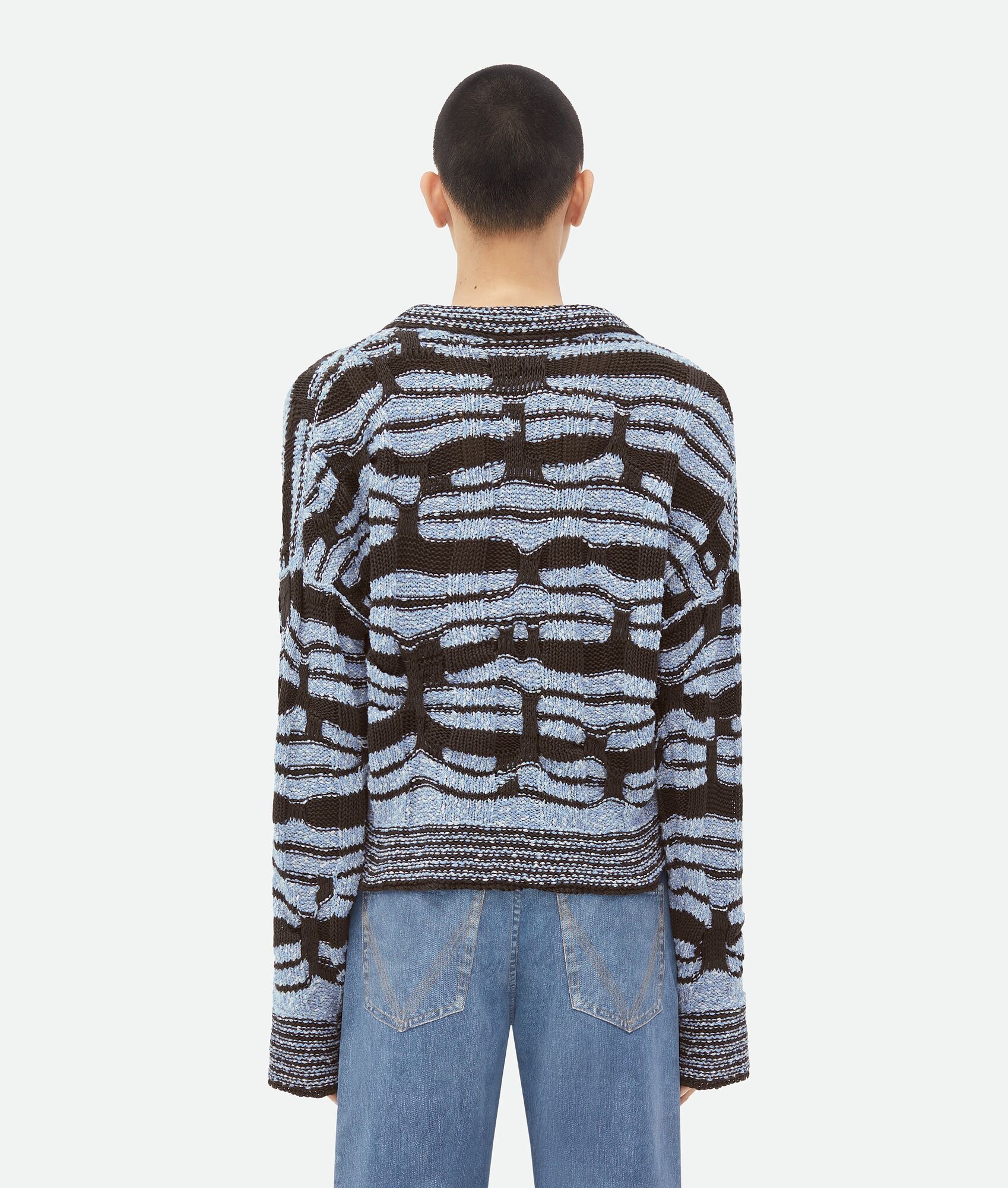 Distorted Stripe Cotton Jumper - 3
