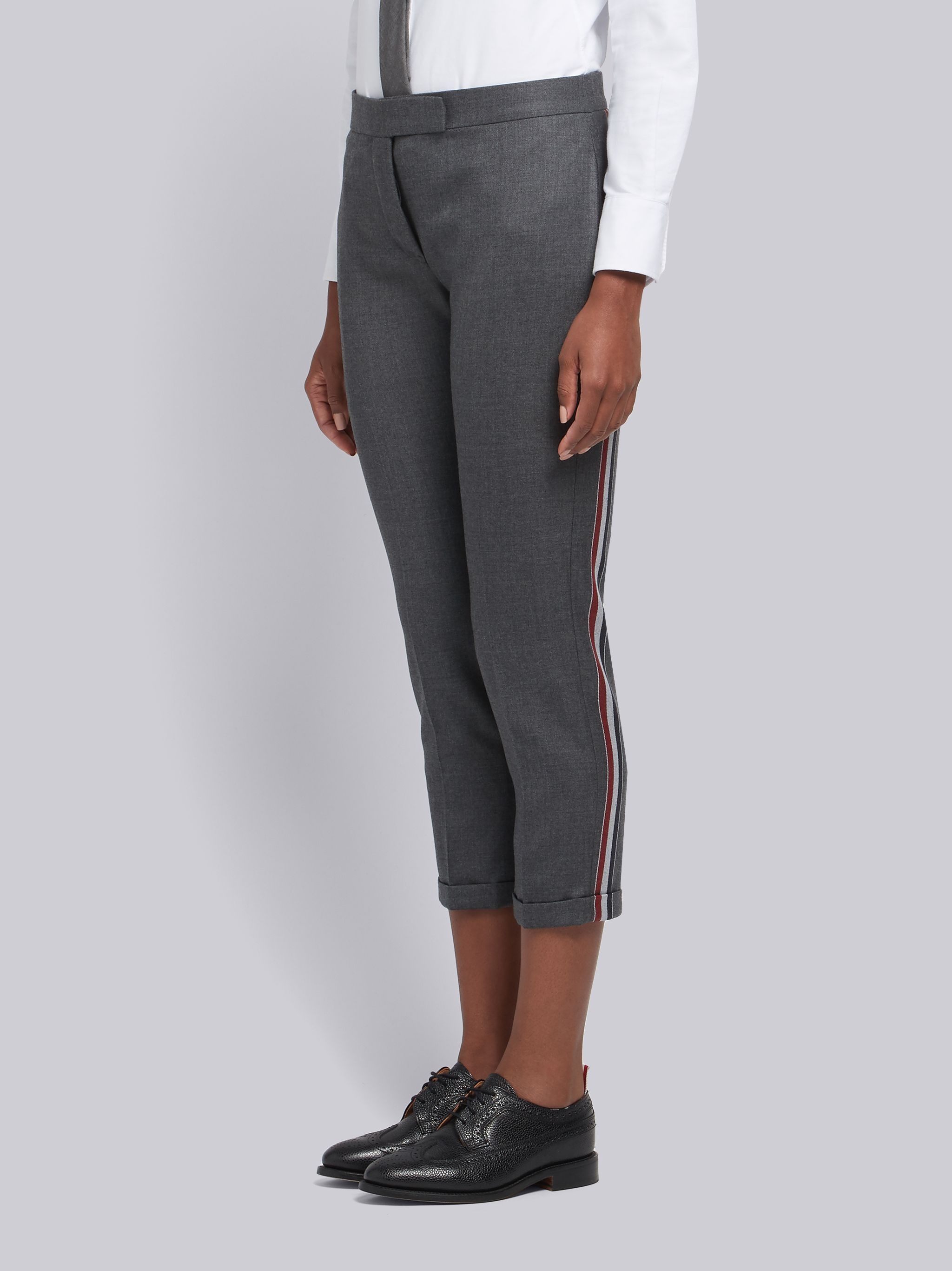 Dark Grey Wool Twill Vertical Stripe Low-rise Trouser - 2