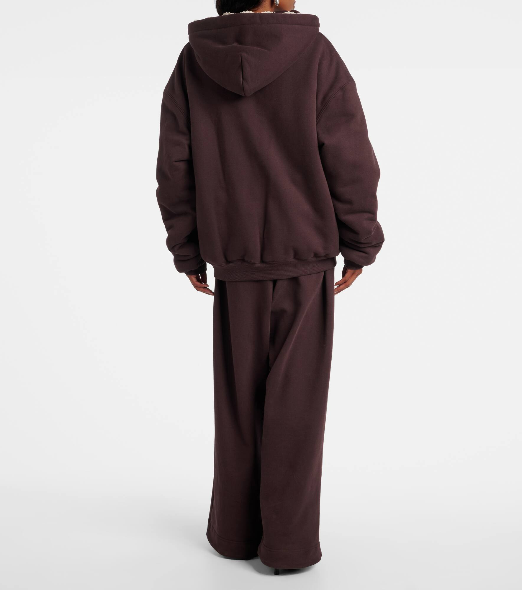 Crochet-trimmed cotton zip-up hoodie - 3