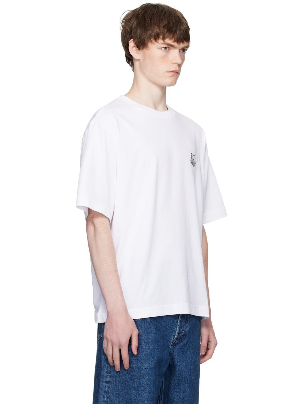 White Bold Fox Head Patch Comfort T-shirt - 2