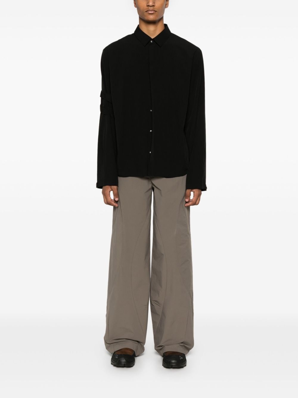 press-stud crepe shirt - 2