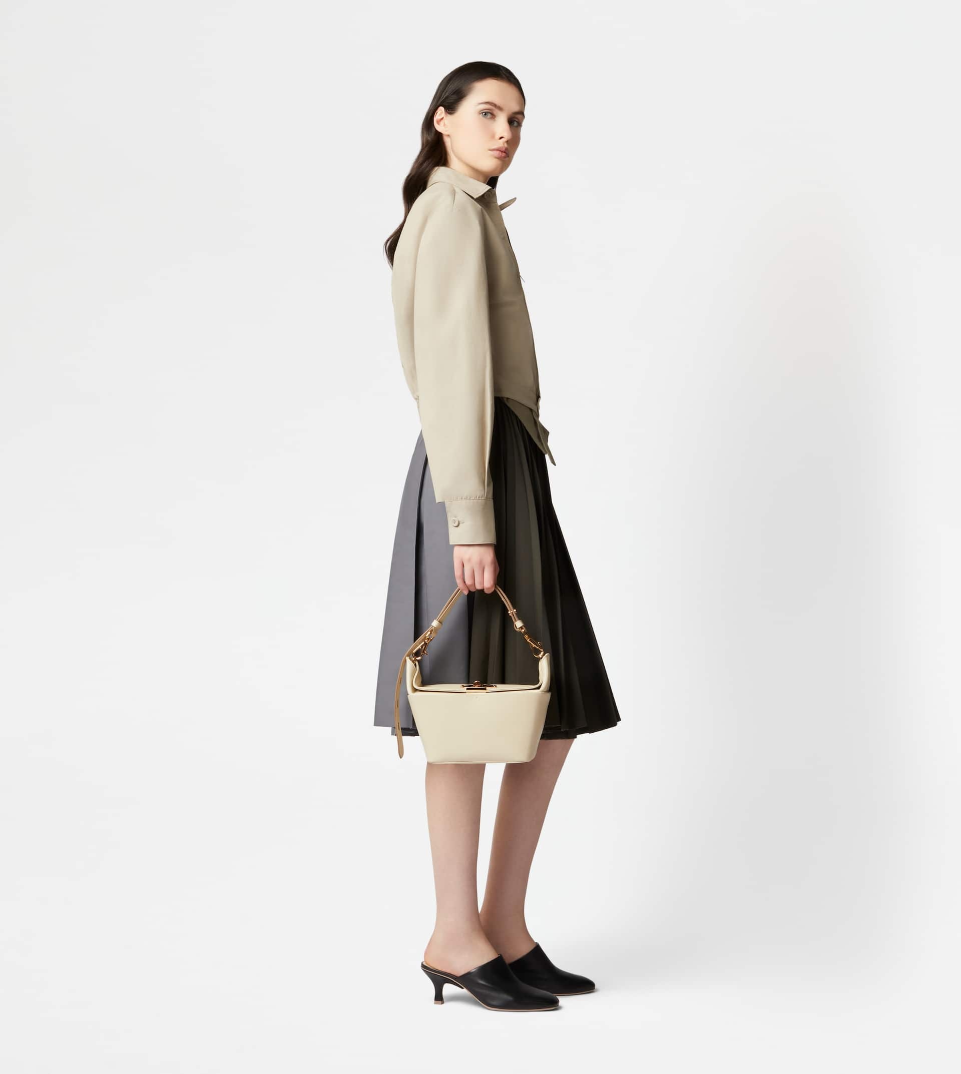 TOD'S TIMELESS T BOX BAG IN LEATHER MINI - BEIGE - 3