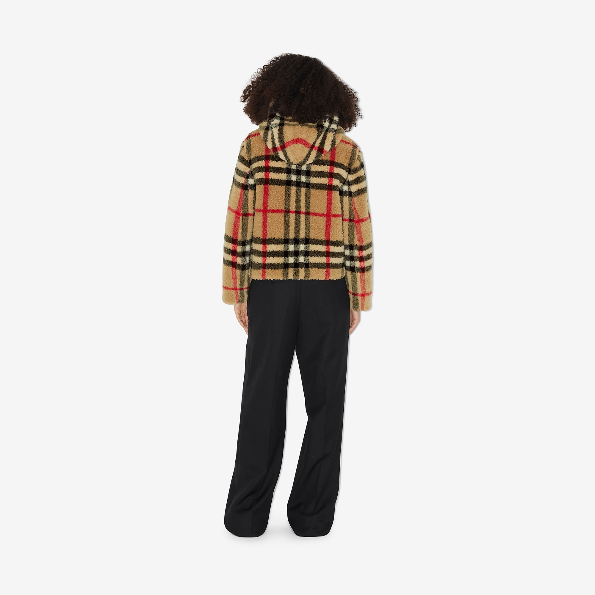 Check Fleece Hooded Jacket - 4