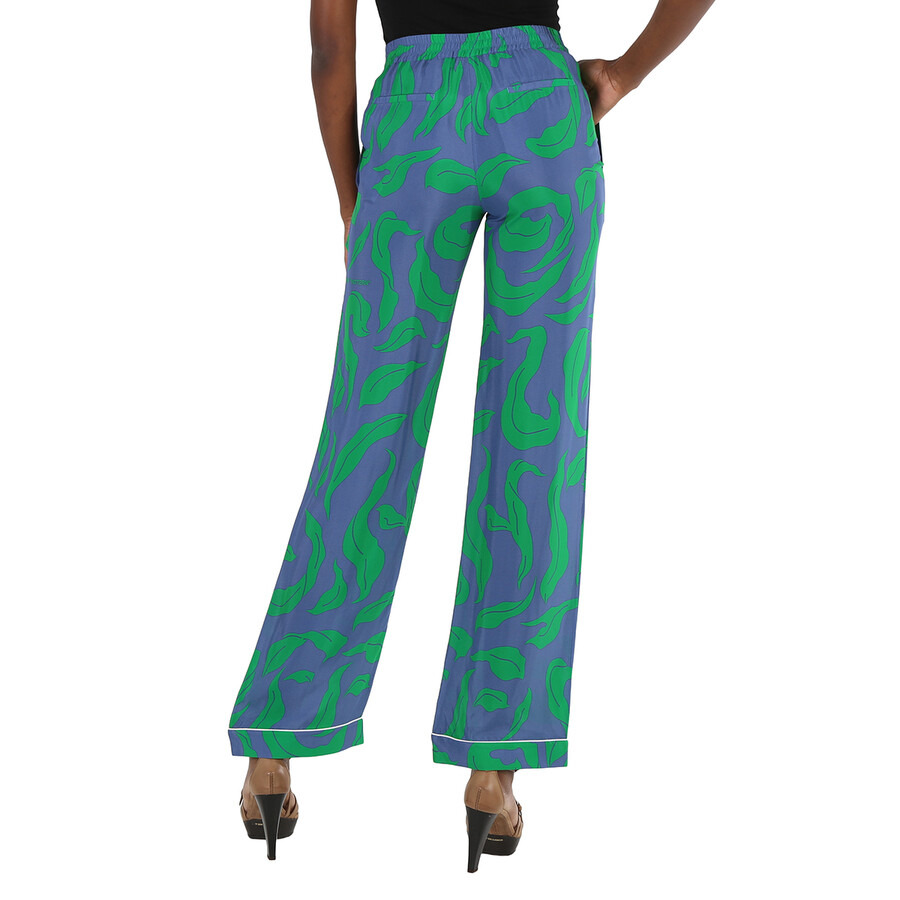 Off-White Illusion Pajama-Style Trousers in Blue/Green - 5