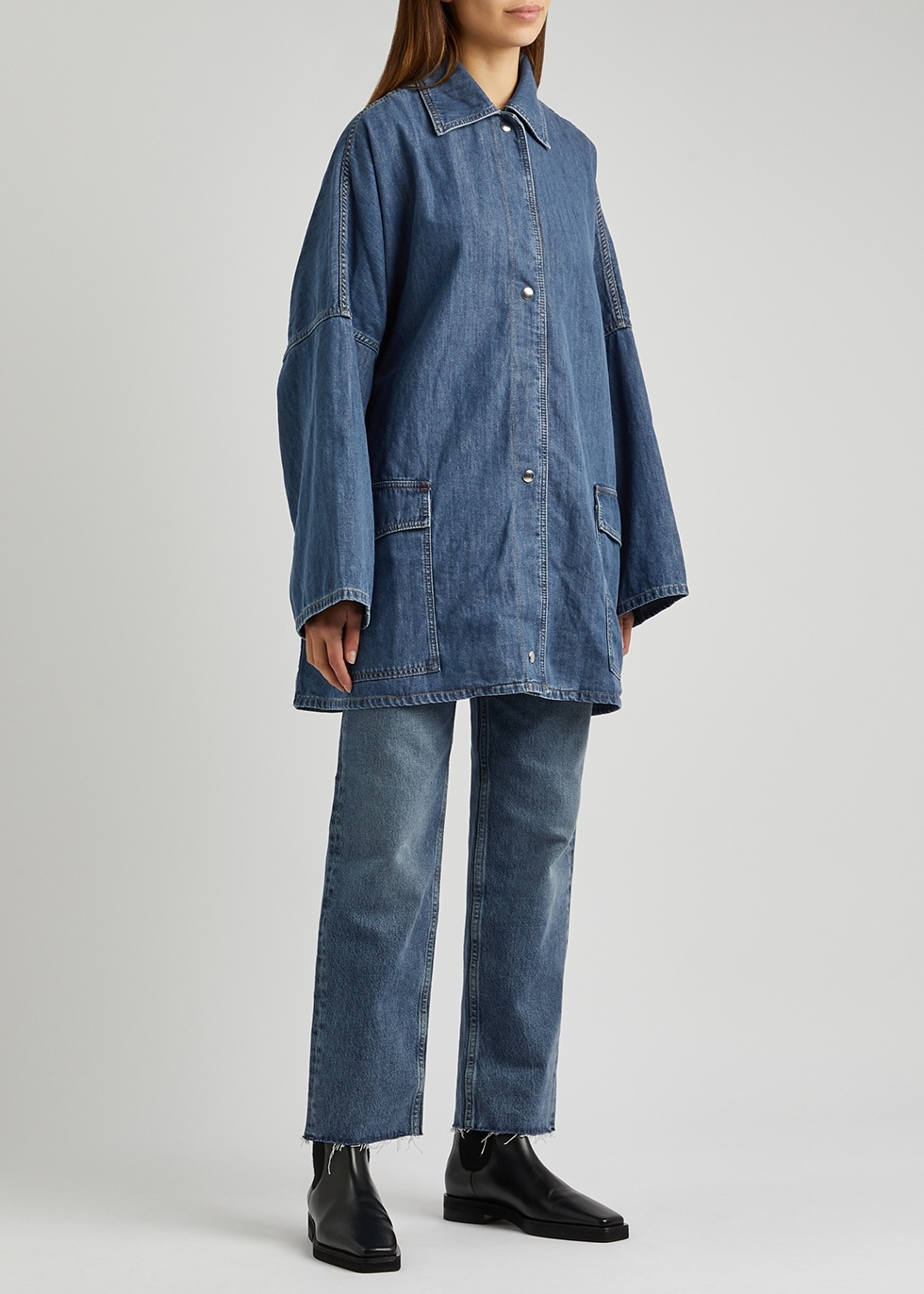 Denim overshirt jacket soft blue – Totême