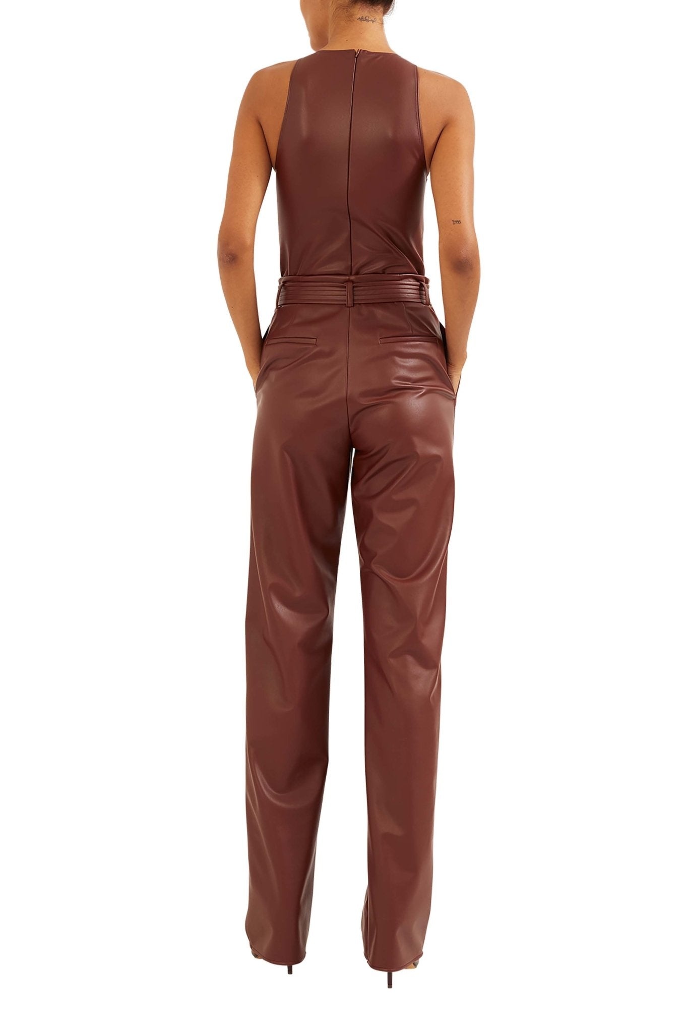 Faux Leather Belted Pant - 4