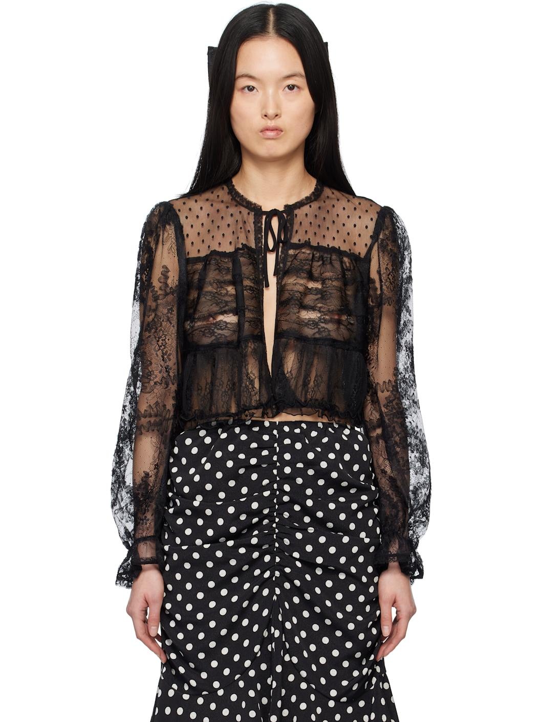 Black Lace Combo Bed Cardigan - 1
