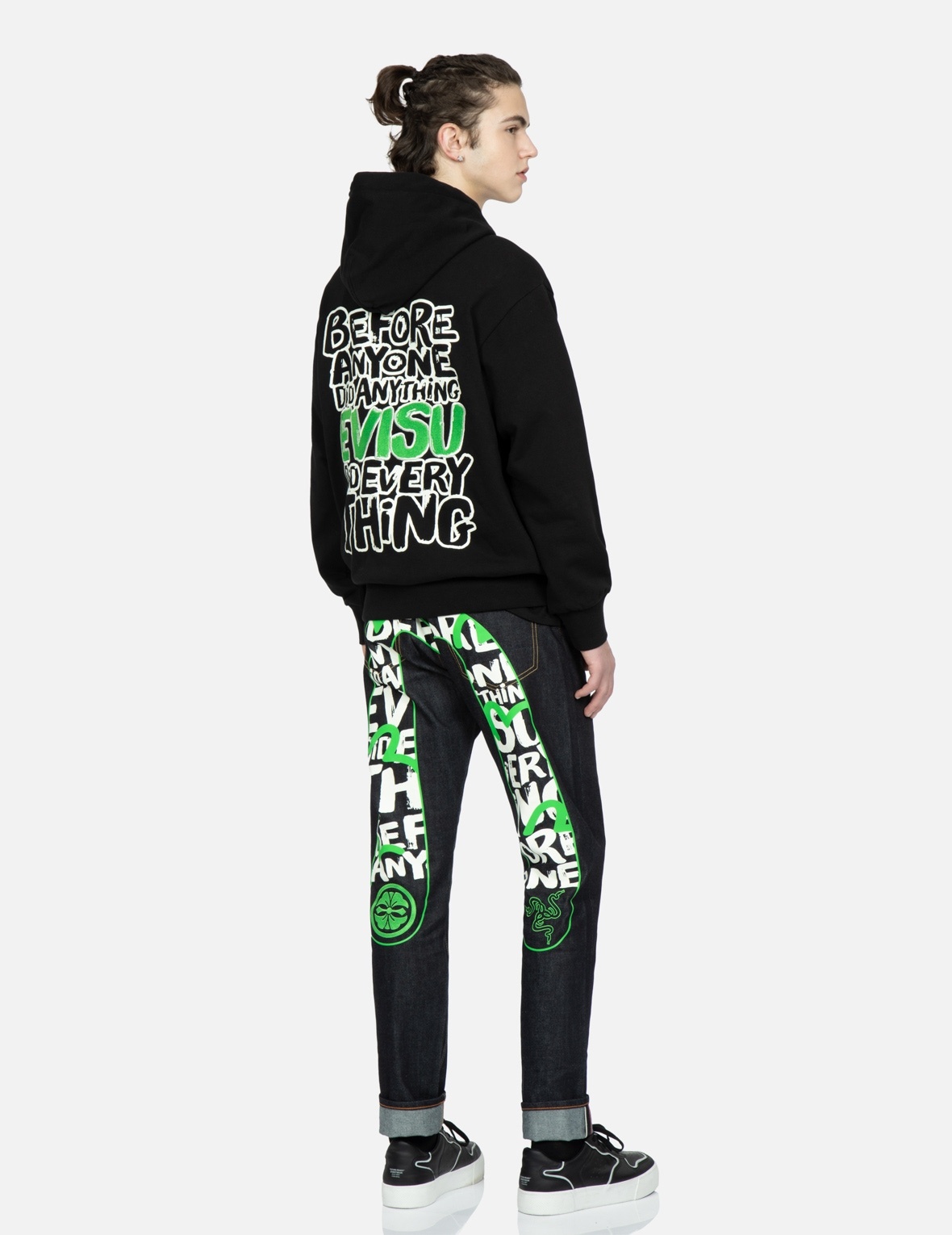 RAZER X EVISU GODHEAD AND SLOGAN EMBROIDERY HOODIE - 3