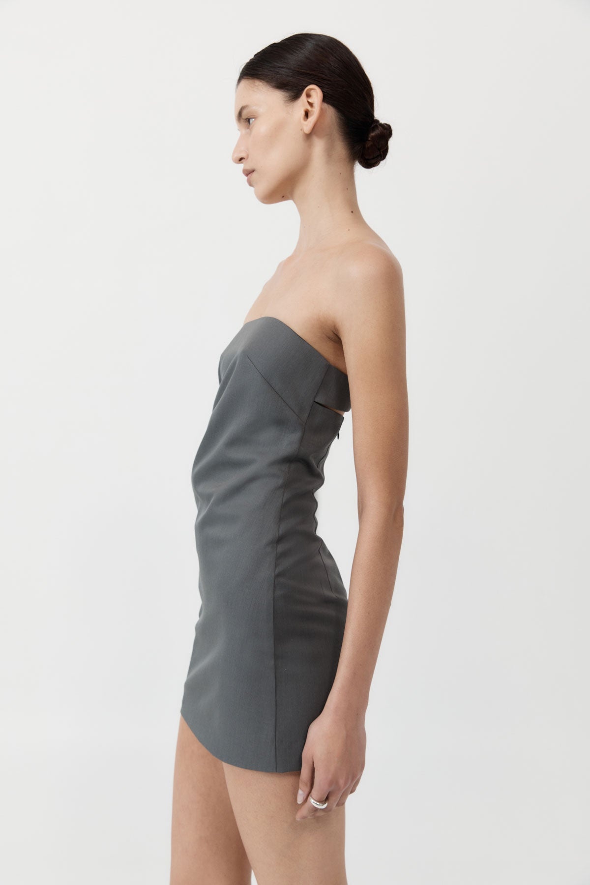 Tuck Mini Dress - Pewter Grey - 4